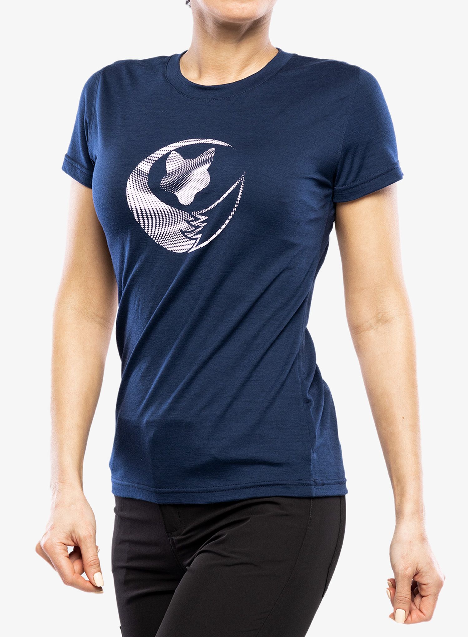 Dámské tričko s potiskem Sensor Merino Active PT - deep blue fox
