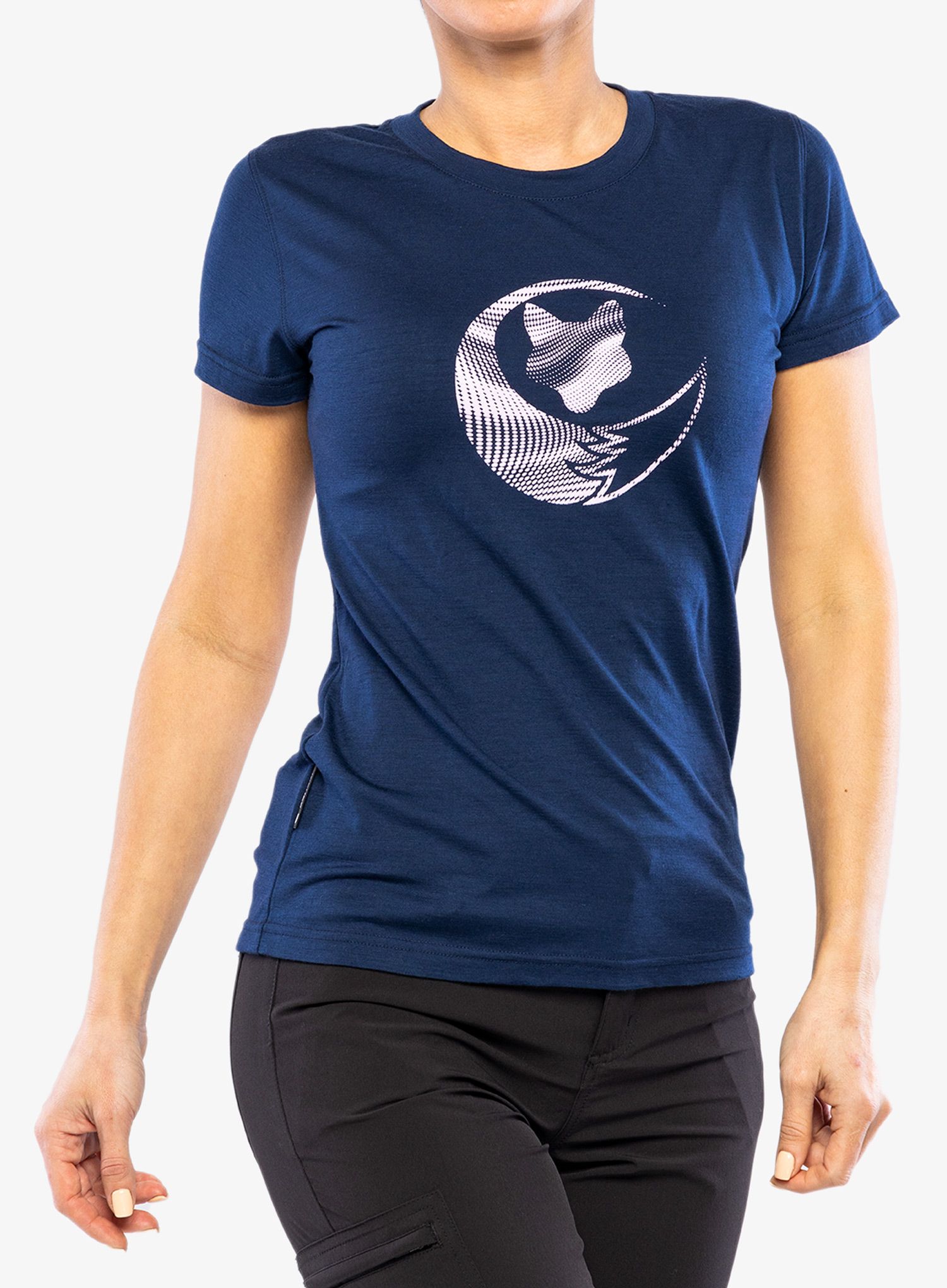 Dámské tričko s potiskem Sensor Merino Active PT - deep blue fox