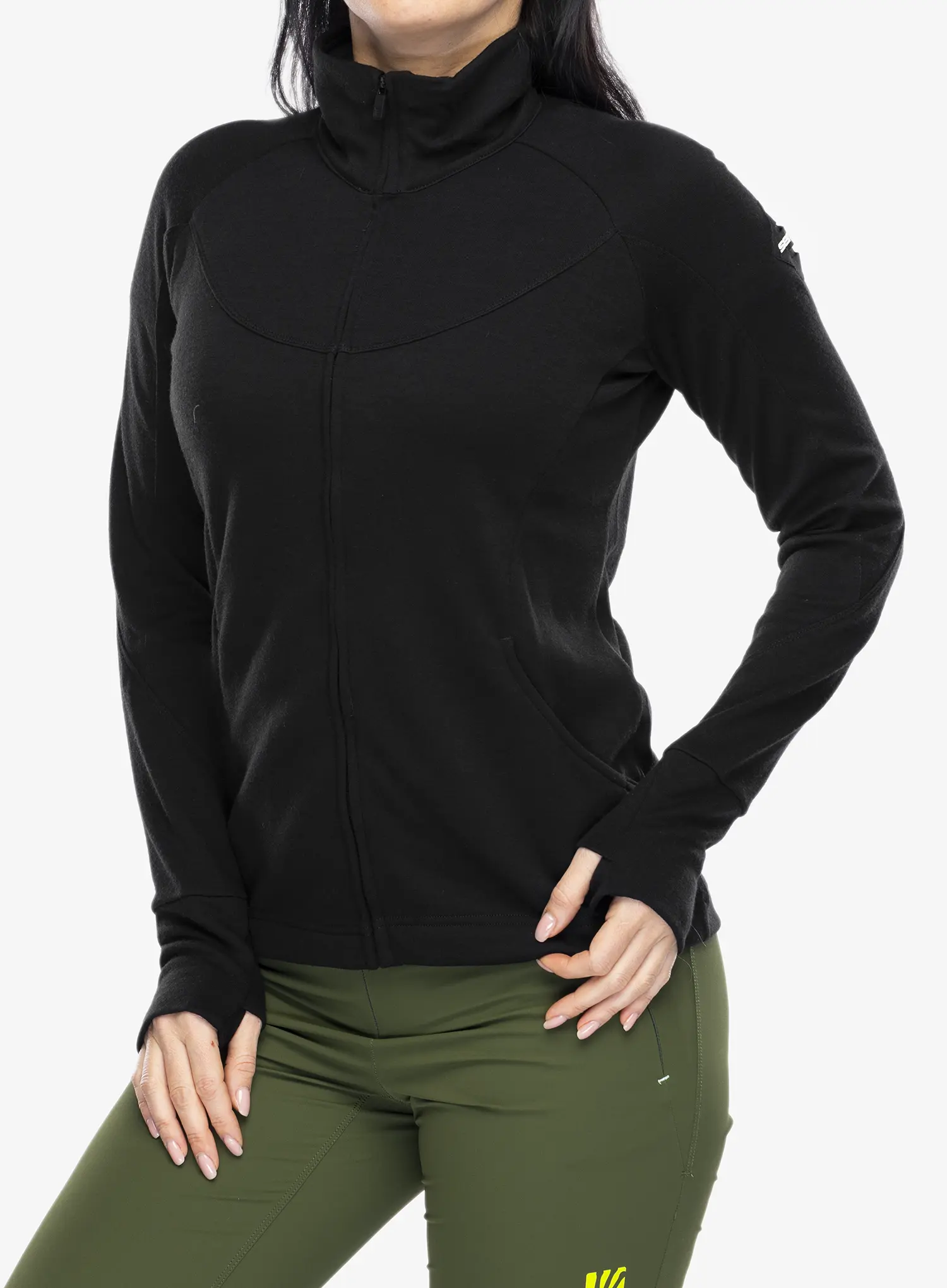 Dámská mikina Sensor Merino UP Fleece Full Zip - black
