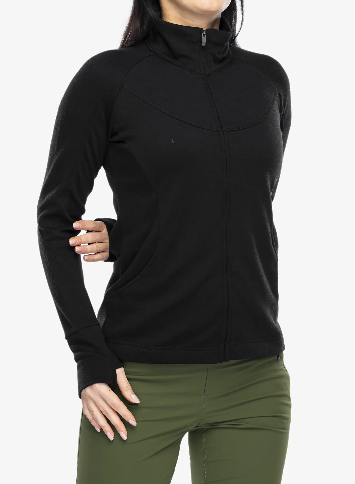 Dámská mikina Sensor Merino UP Fleece Full Zip - black