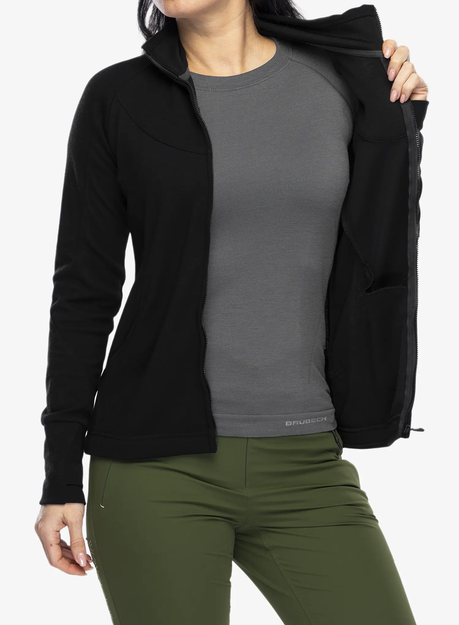 Dámská mikina Sensor Merino UP Fleece Full Zip - black