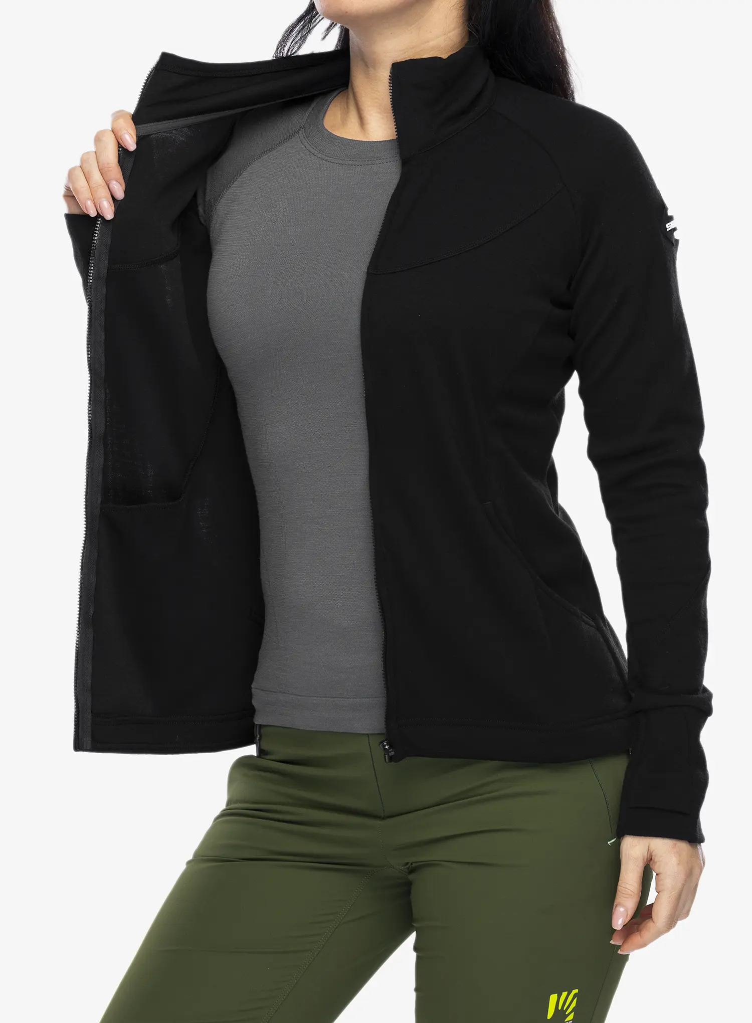 Dámská mikina Sensor Merino UP Fleece Full Zip - black
