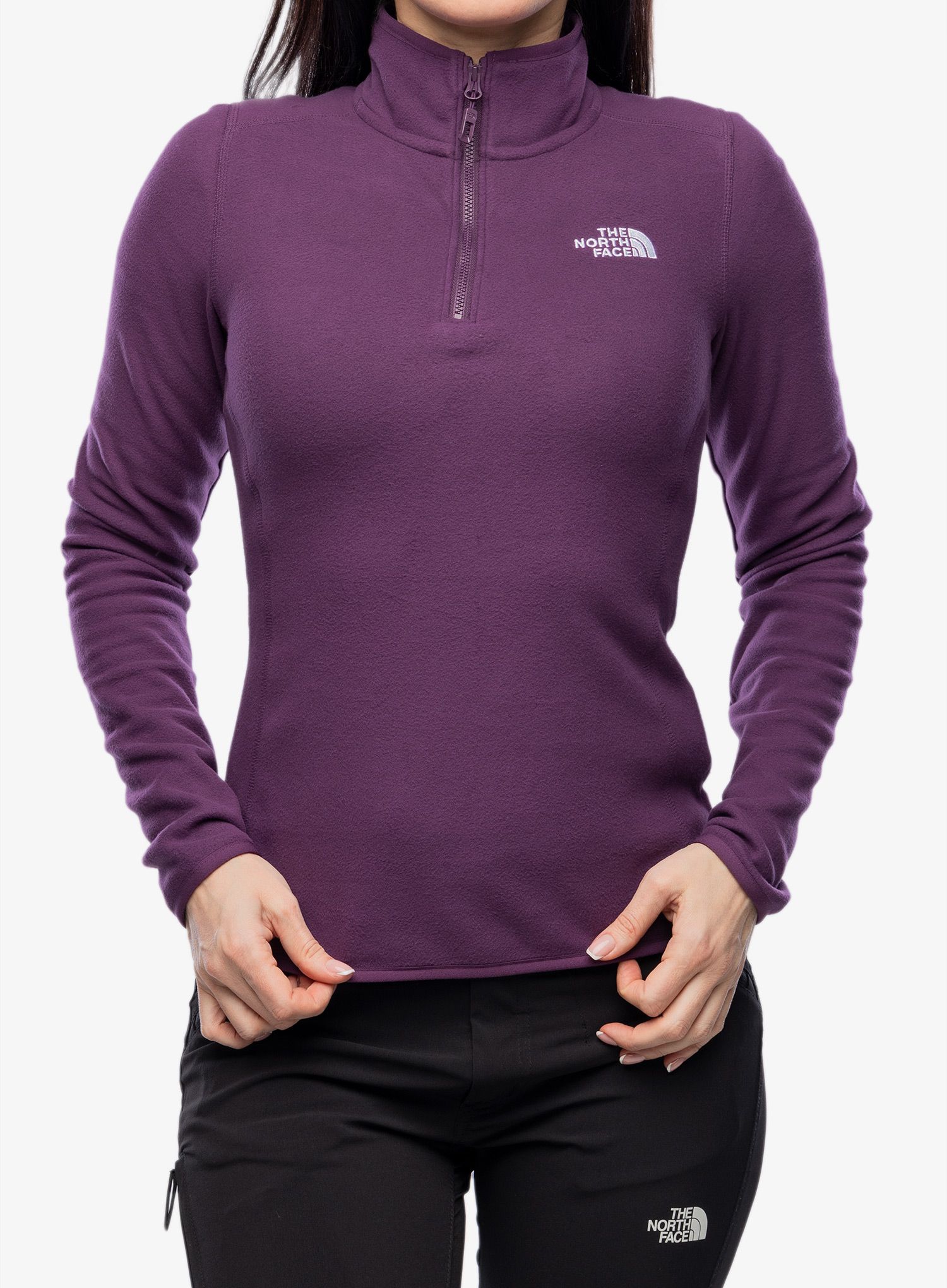 Dámská mikina se zipem The North Face 100 Glacier 1/4 Zip - black currant