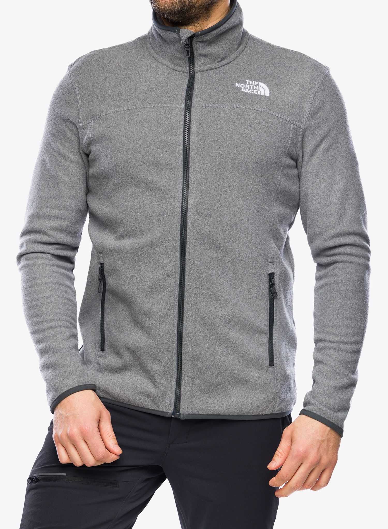 Mikina bez kapuce The North Face 100 Glacier Full Zip - medium grey