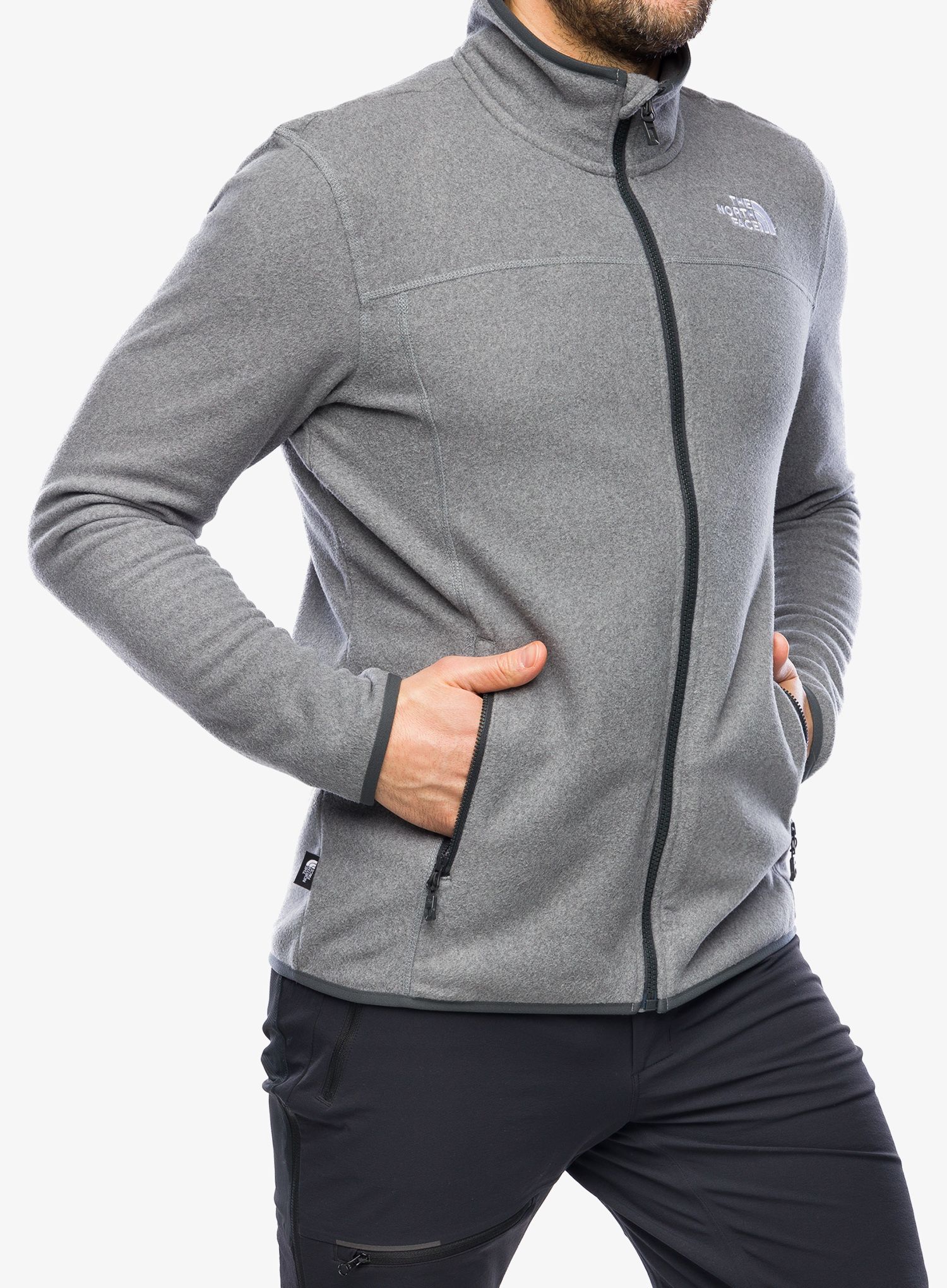 Mikina bez kapuce The North Face 100 Glacier Full Zip - medium grey