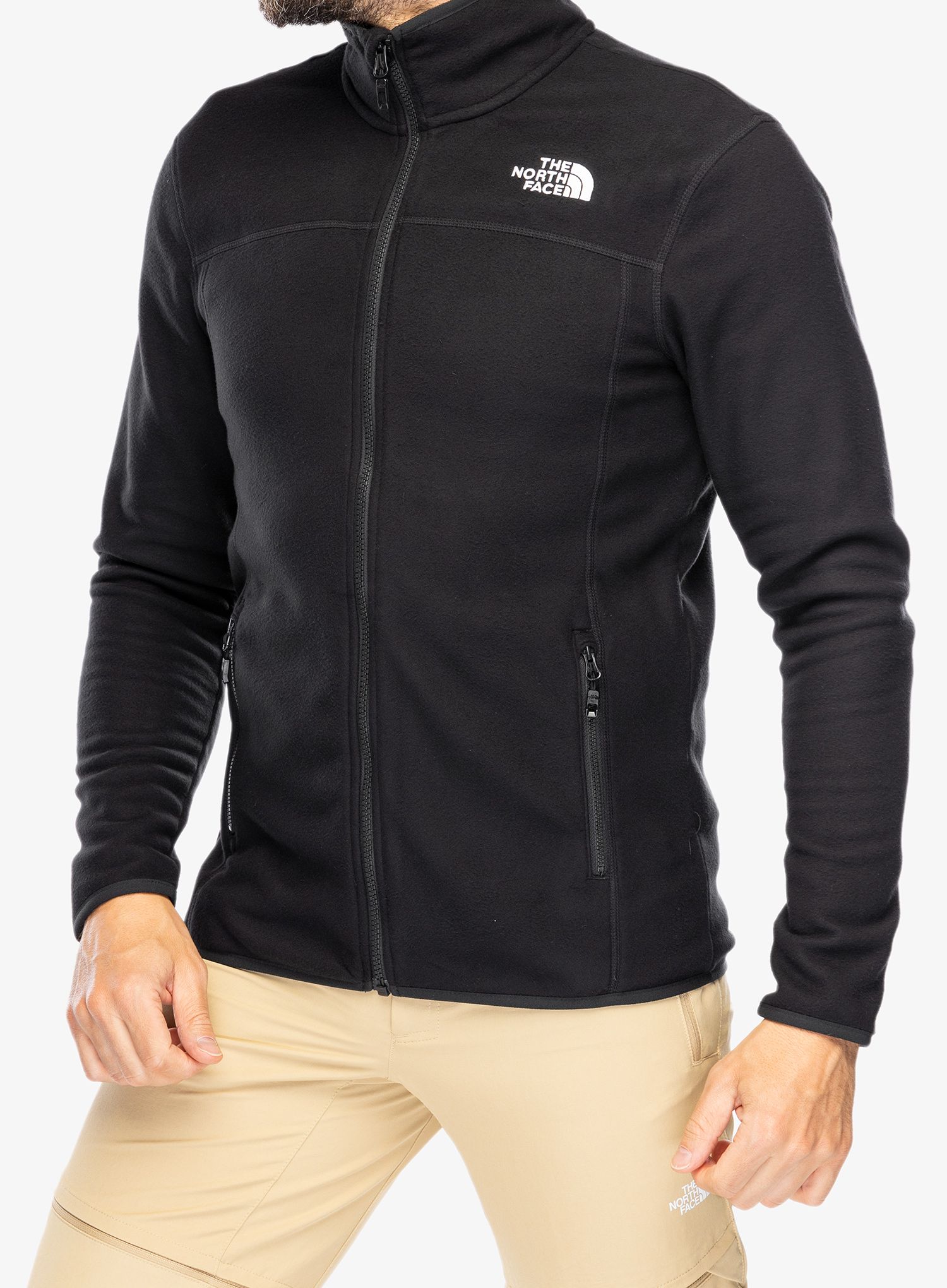 Mikina bez kapuce The North Face 100 Glacier Full Zip - tnf black