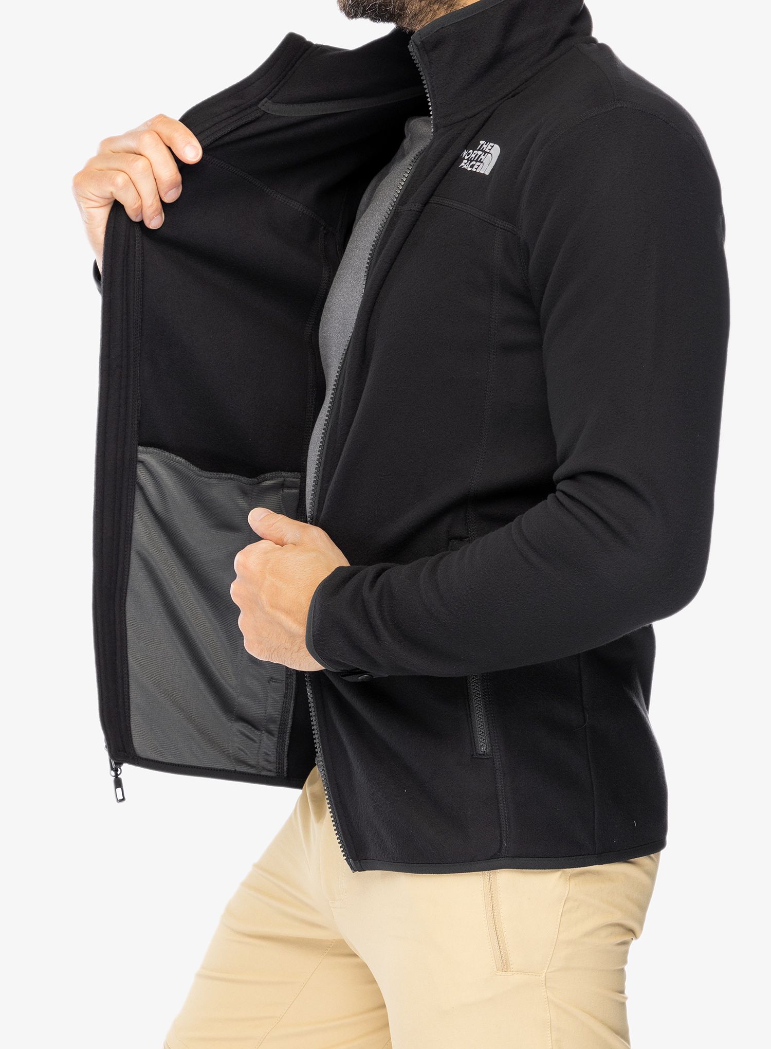 Mikina bez kapuce The North Face 100 Glacier Full Zip - tnf black