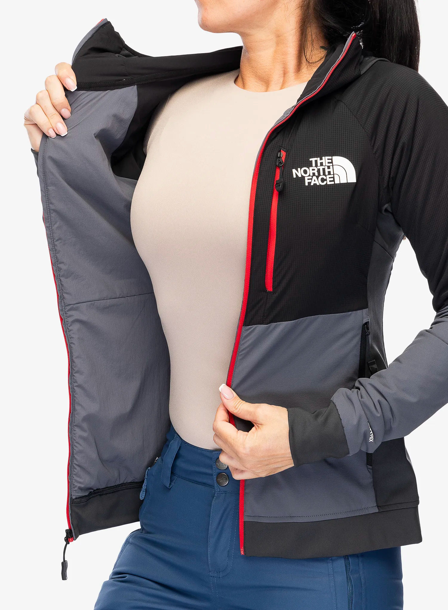 Damska bunda The North Face Dawn Turn Hybrid Ventrix Hoodie - grey/blk