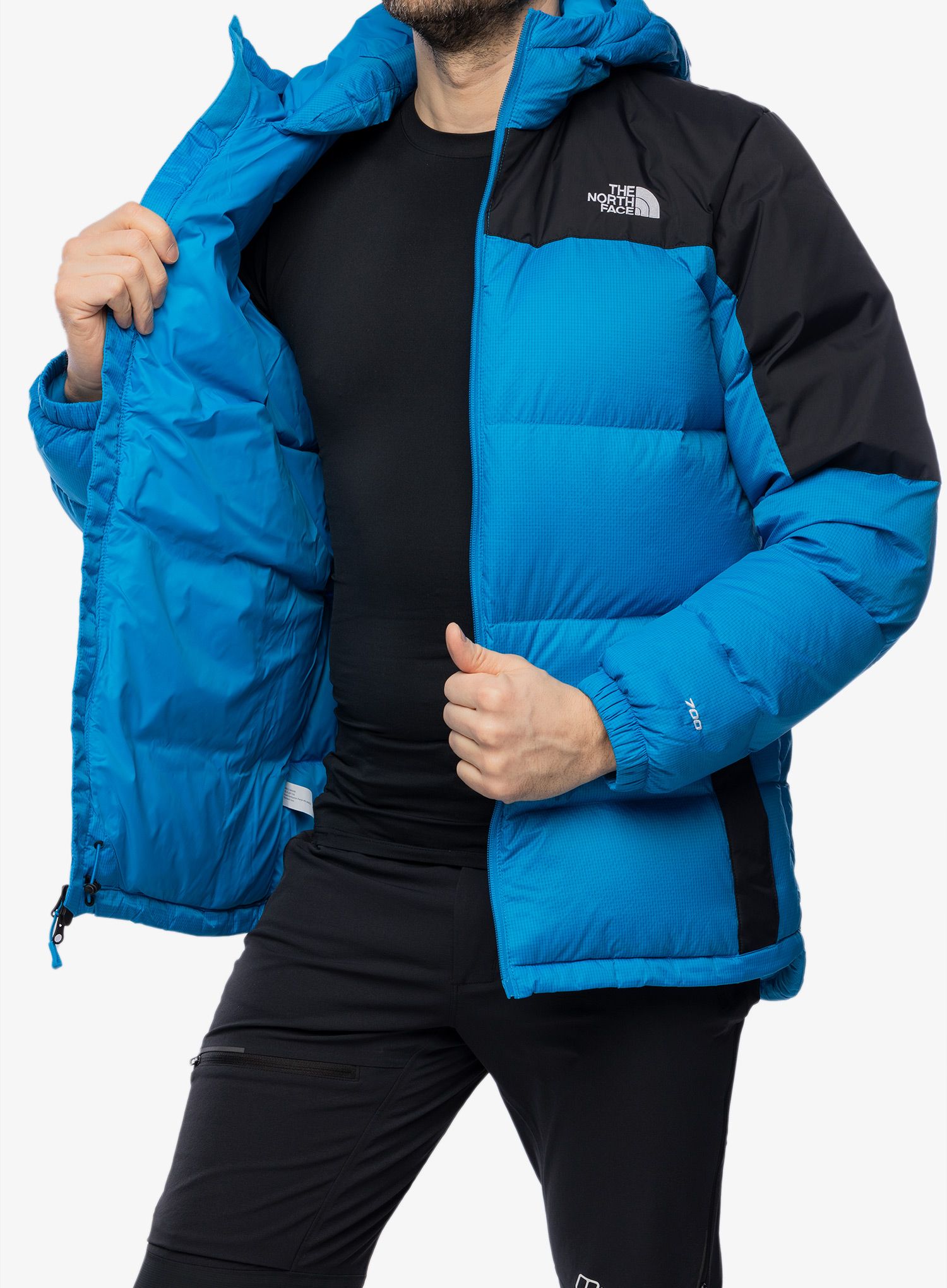 Péřová bunda The North Face Diablo Down Hoodie - skyline blue/tnf black