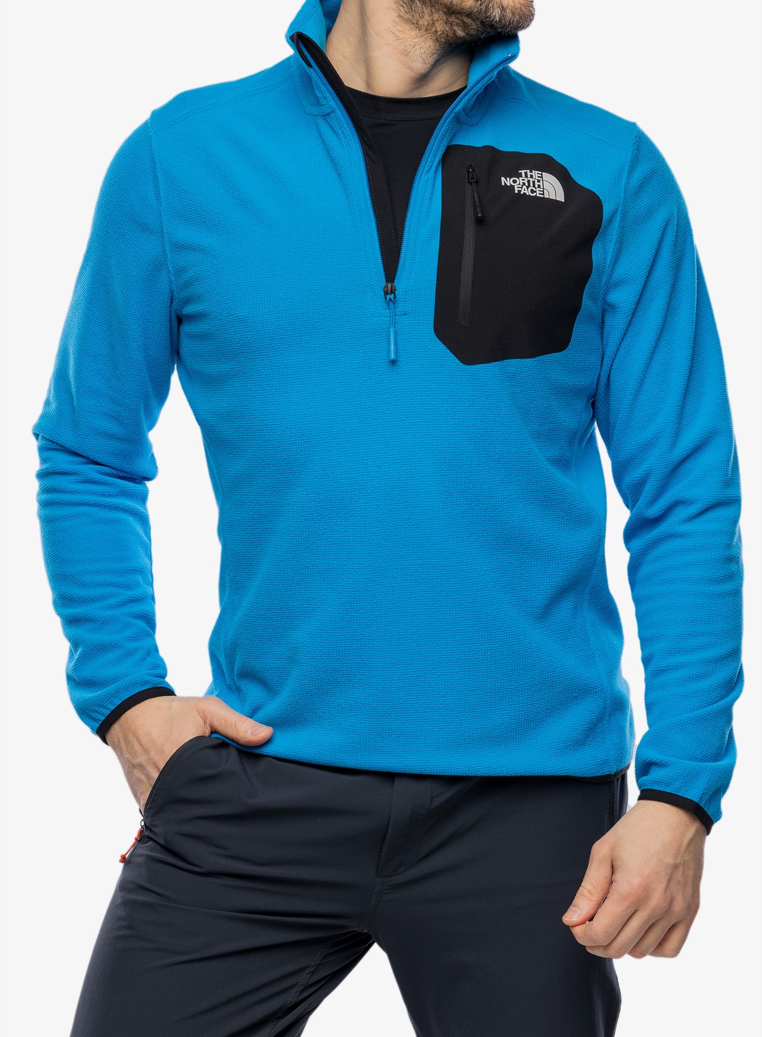 Fleece mikina The North Face Experit 1/4 Zip Grid Fleece - skyline blue/tnf black