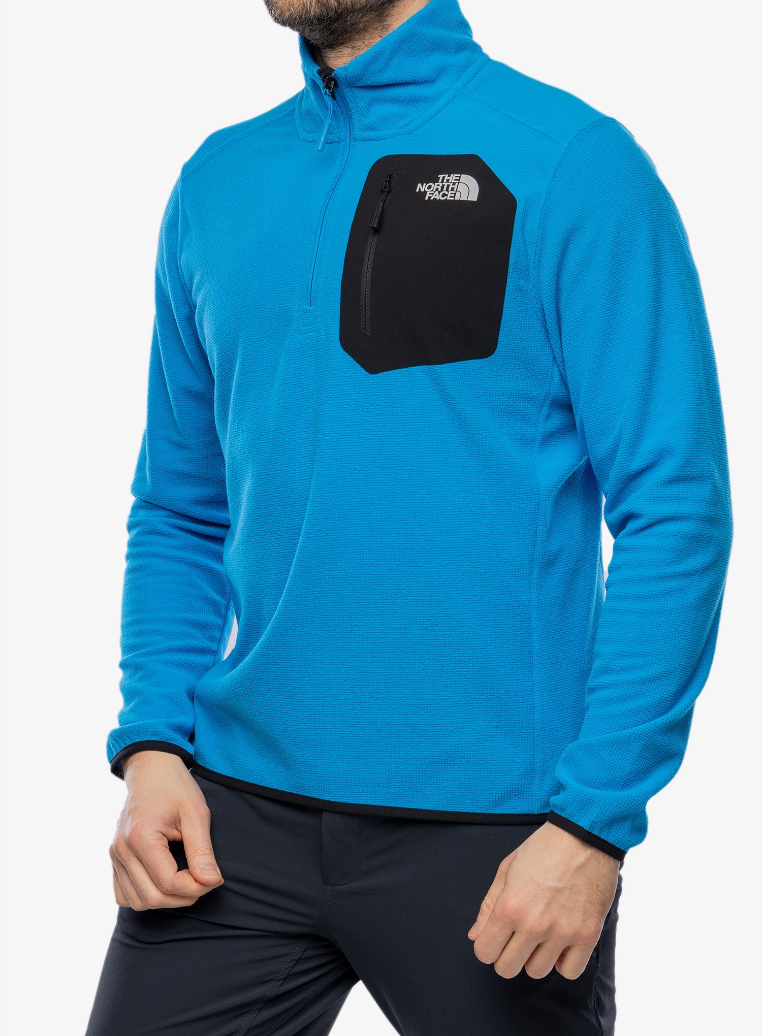 Fleece mikina The North Face Experit 1/4 Zip Grid Fleece - skyline blue/tnf black