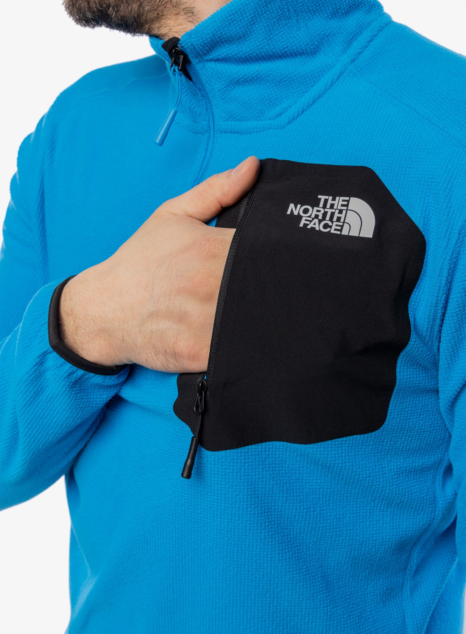 Fleece mikina The North Face Experit 1/4 Zip Grid Fleece - skyline blue/tnf black