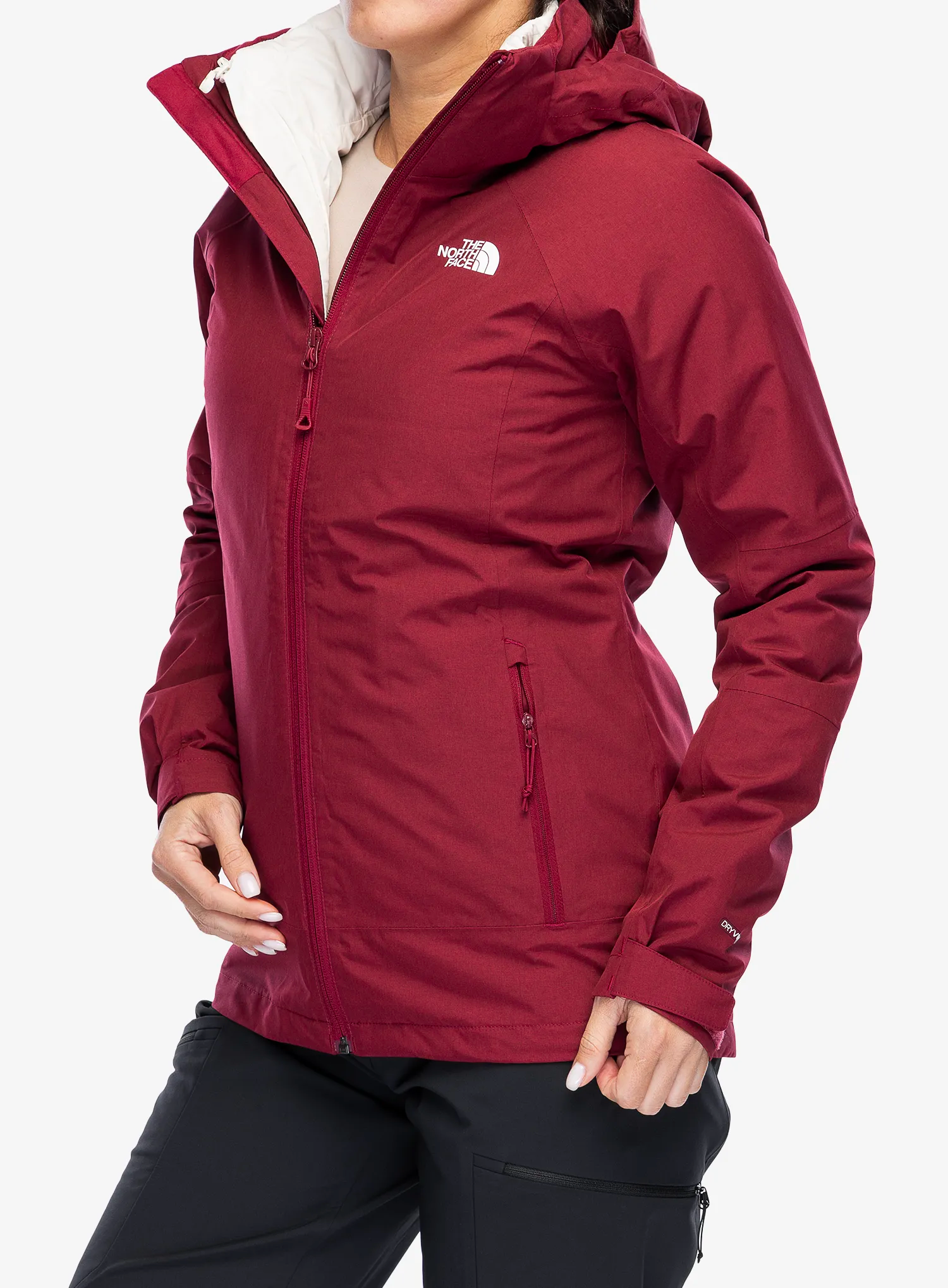 Bunda 3v1 dámská The North Face Inlux Triclimate - beetroot dark/white dune