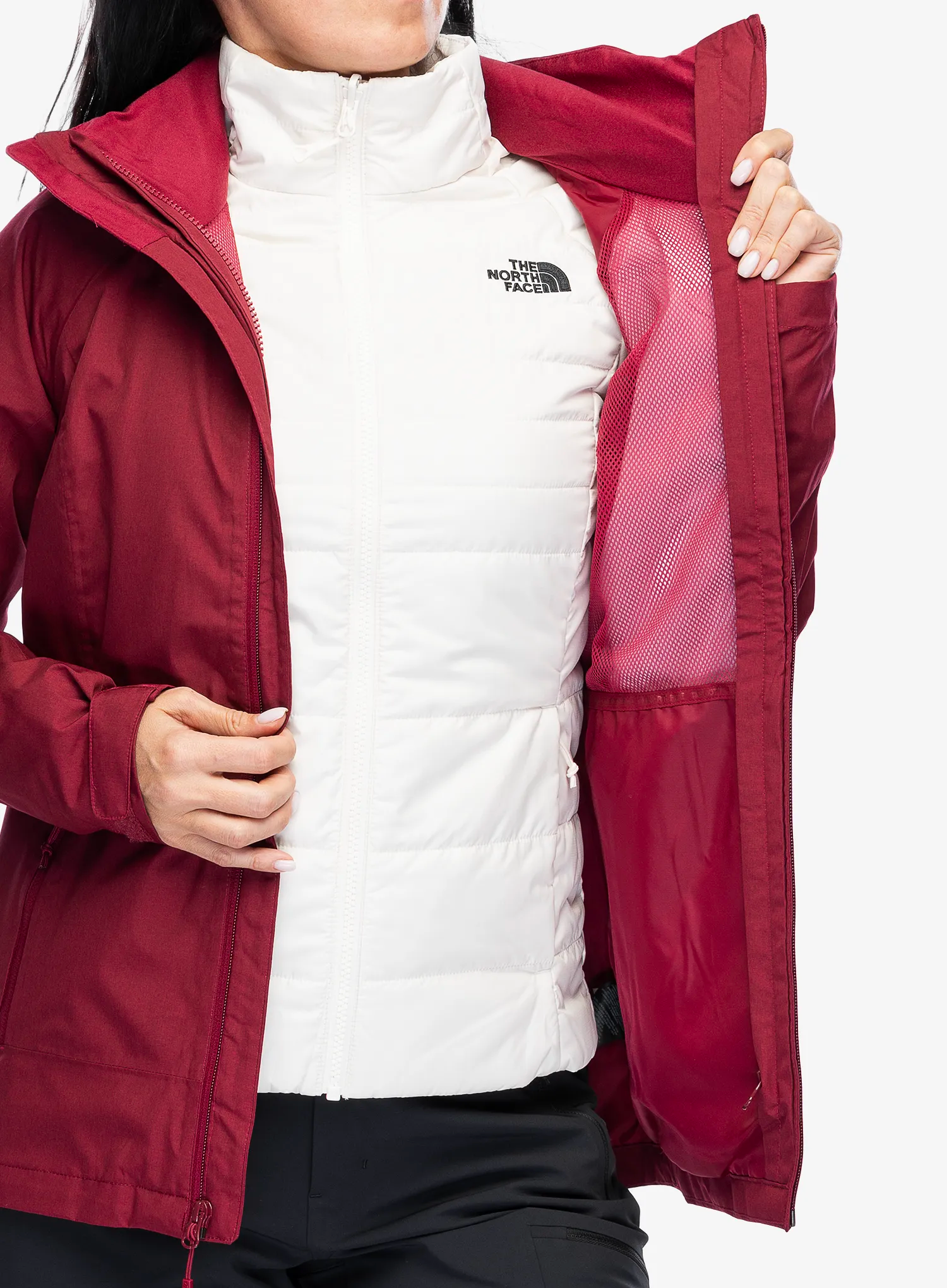 Bunda 3v1 dámská The North Face Inlux Triclimate - beetroot dark/white dune