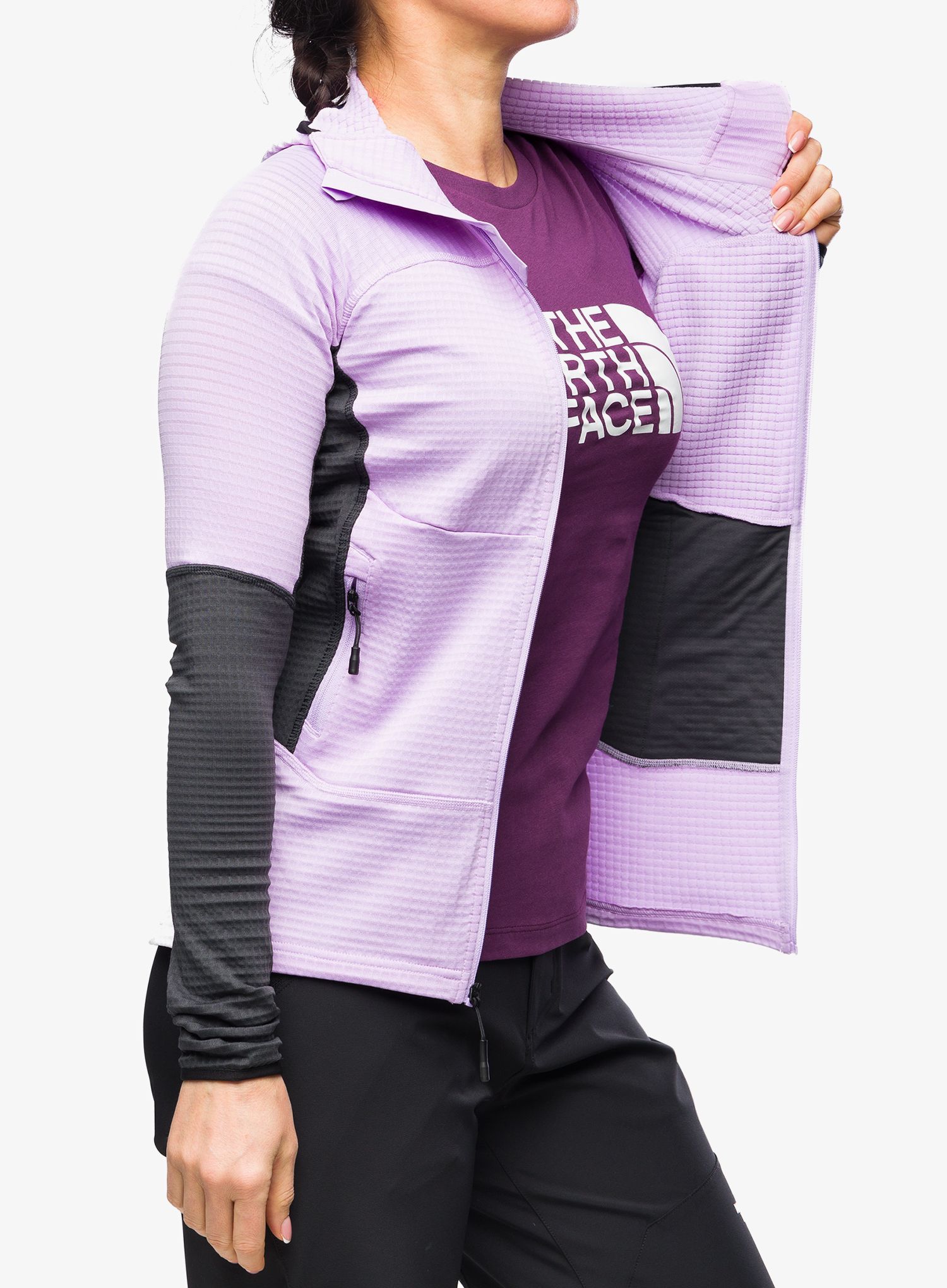 Outdoor mikina dámská The North Face Stormgap Powergrid Hoodie - lite lilac/grey