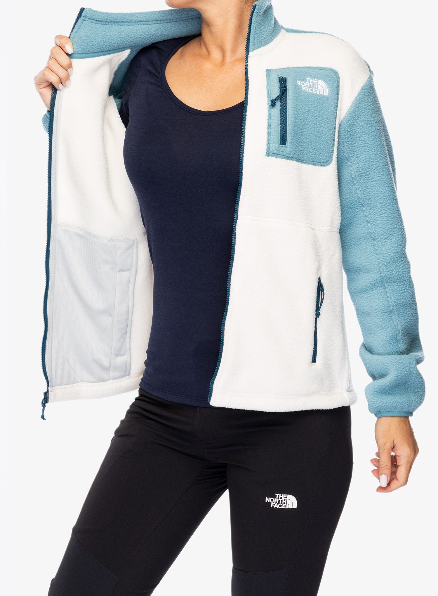 Fleecová mikina dámská The North Face Yumiori Full Zip - white dune/algae blue