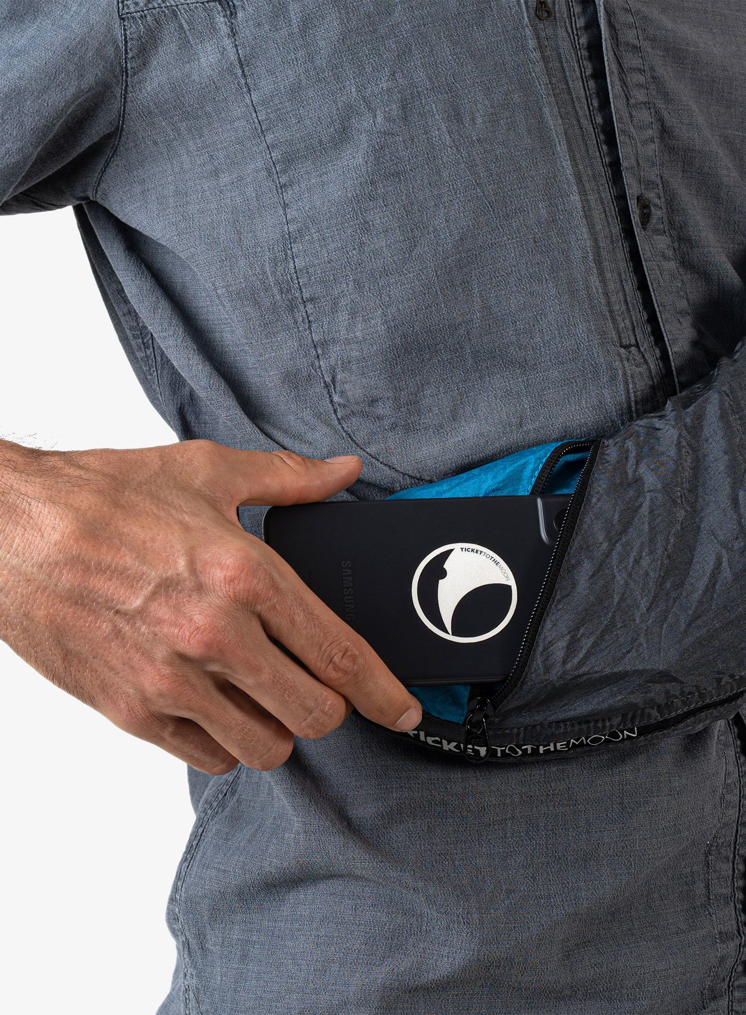 Taška Ticket To The Moon Upcycled Sling Bag - dark grey/aqua