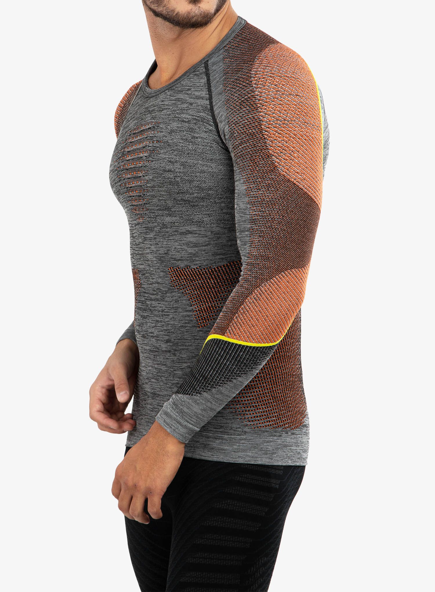 Funkční mikina UYN Ambityon UW Shirt LS Melange - black melange/orange
