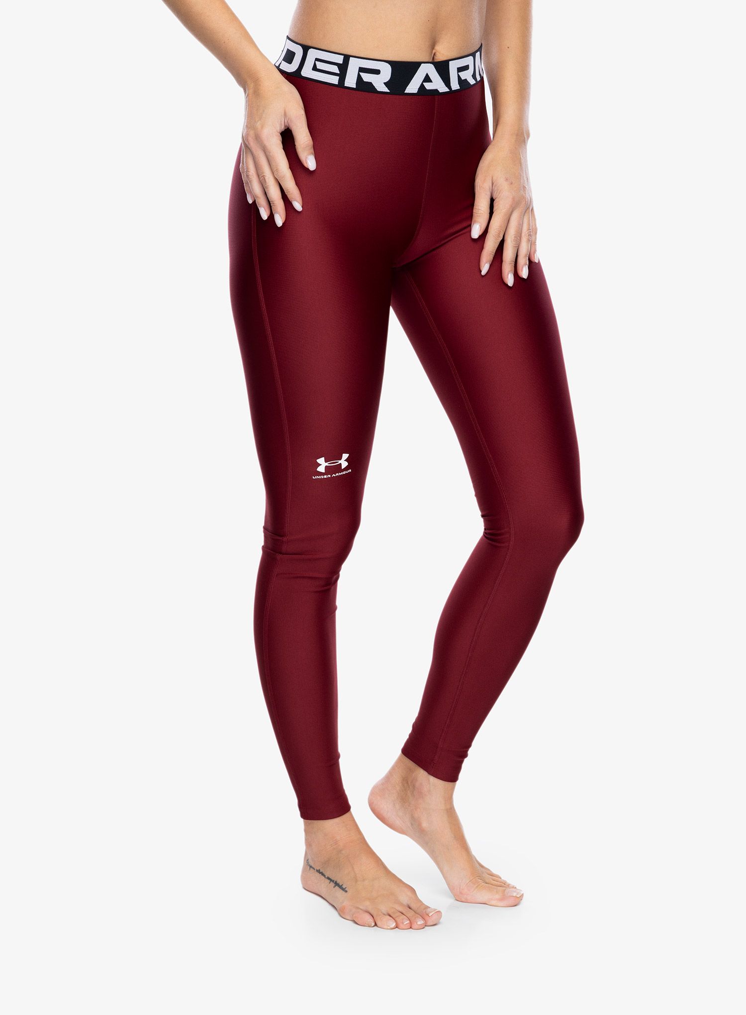 Dámské tréninkové legíny Under Armour HeatGear Authentics Leggings - cardinal/white