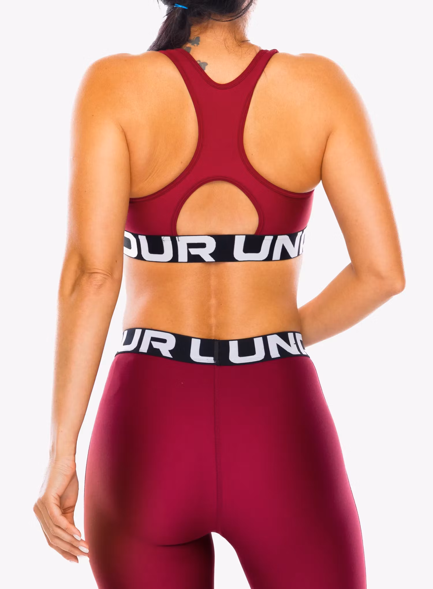 Sportovní podprsenka Under Armour HeatGear Authentics Mid Branded Bra - cardinal/white