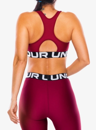 Sportovní podprsenka Under Armour HeatGear Authentics Mid Branded Bra - cardinal/white