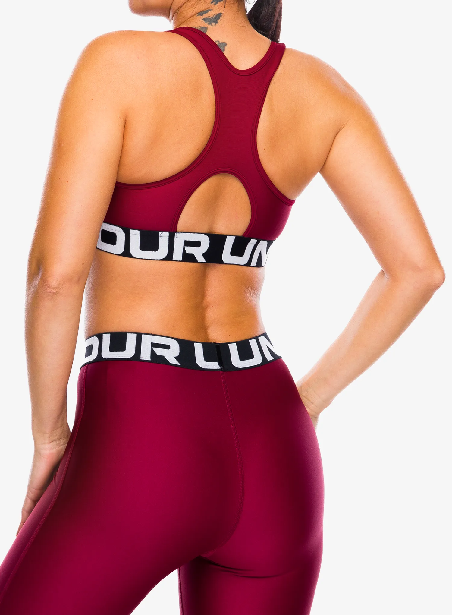 Sportovní podprsenka Under Armour HeatGear Authentics Mid Branded Bra - cardinal/white