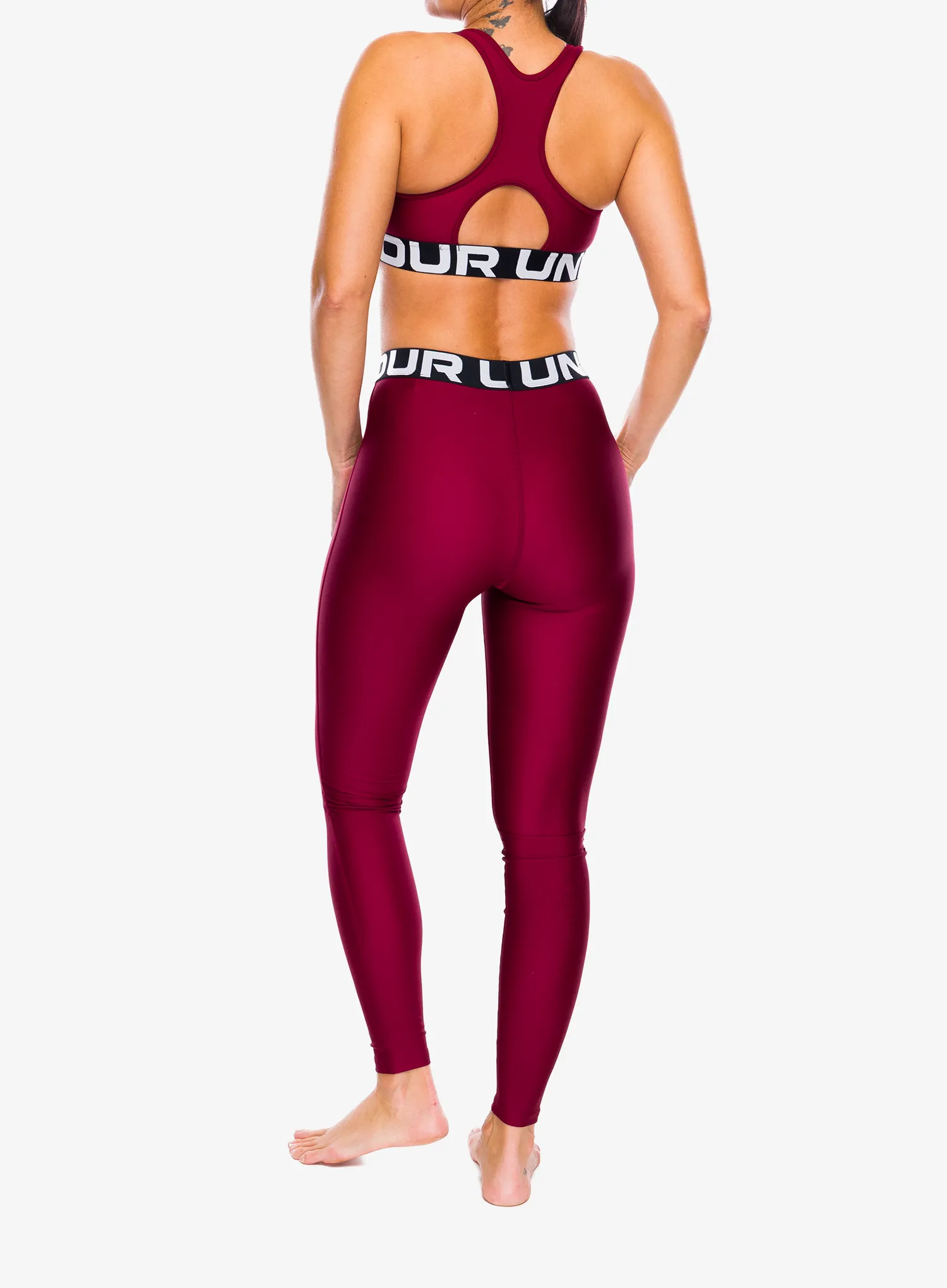 Sportovní podprsenka Under Armour HeatGear Authentics Mid Branded Bra - cardinal/white