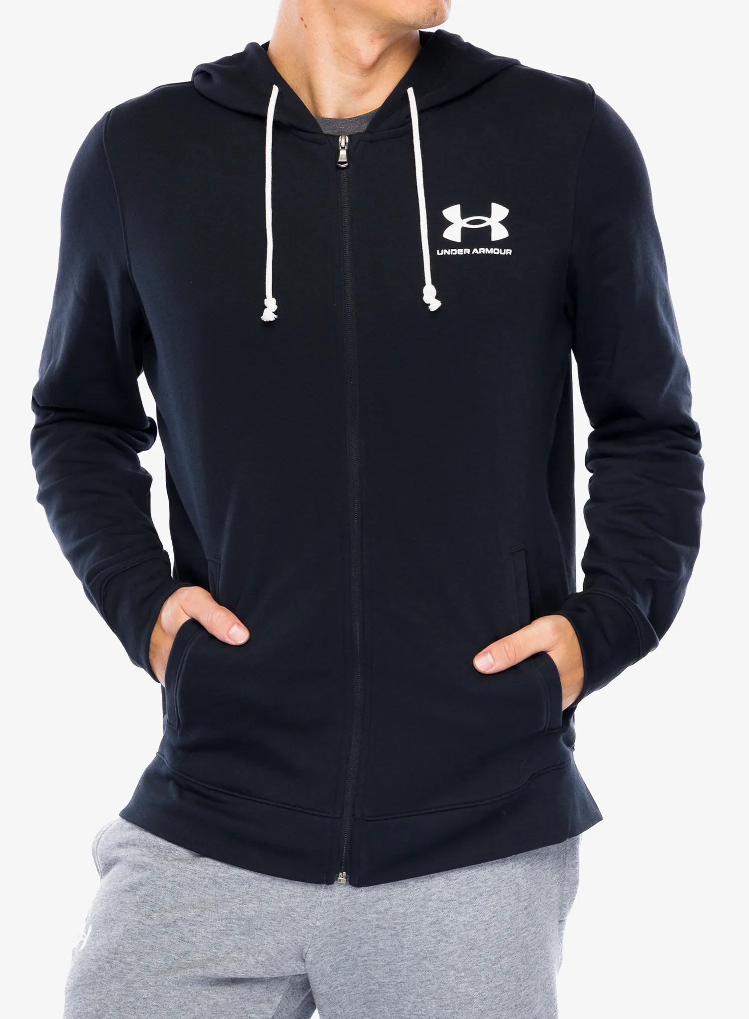 Mikina s kapucí Under Armour Rival Terry Full-Zip - black/onyx white
