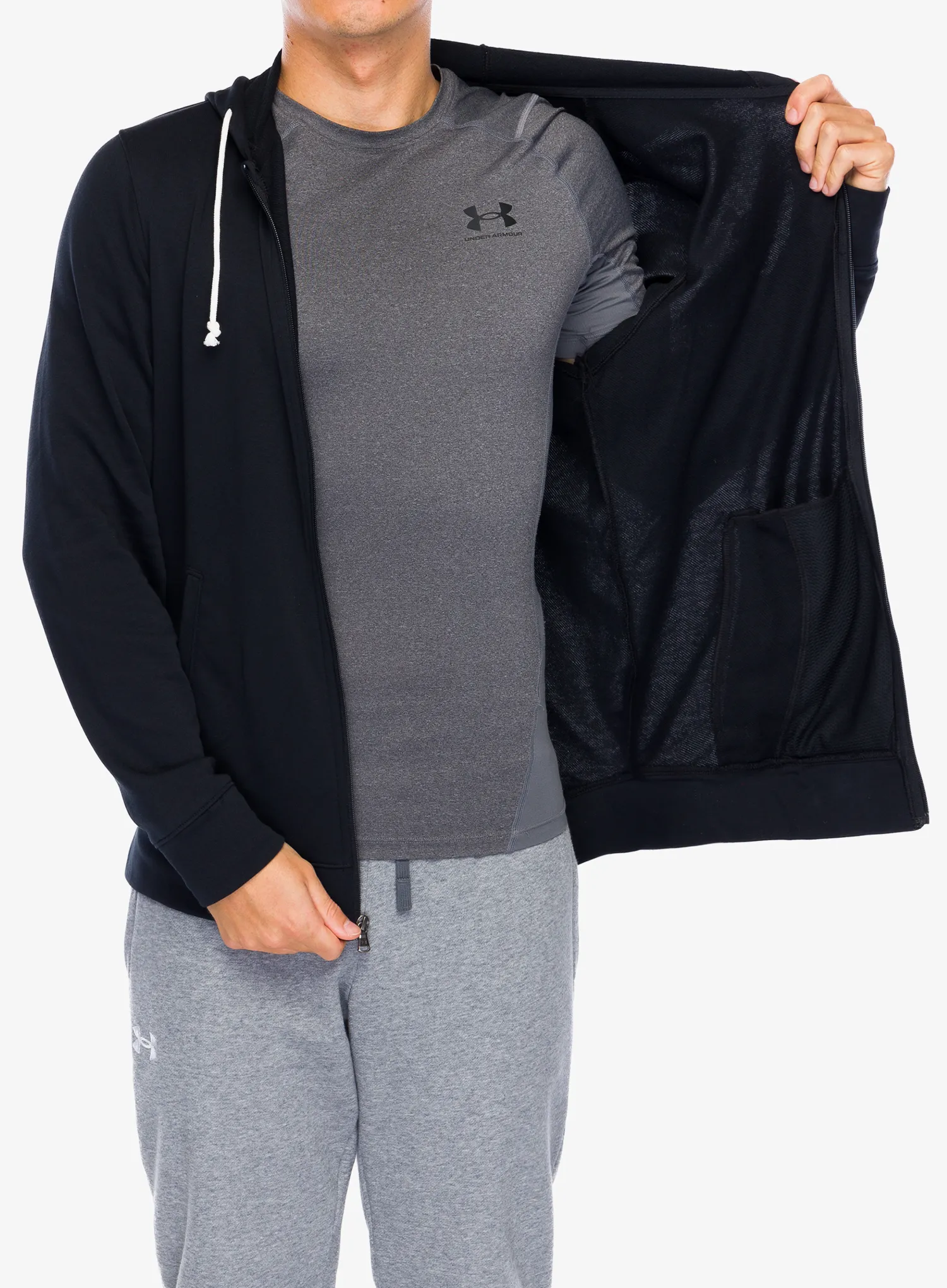 Mikina s kapucí Under Armour Rival Terry Full-Zip - black/onyx white