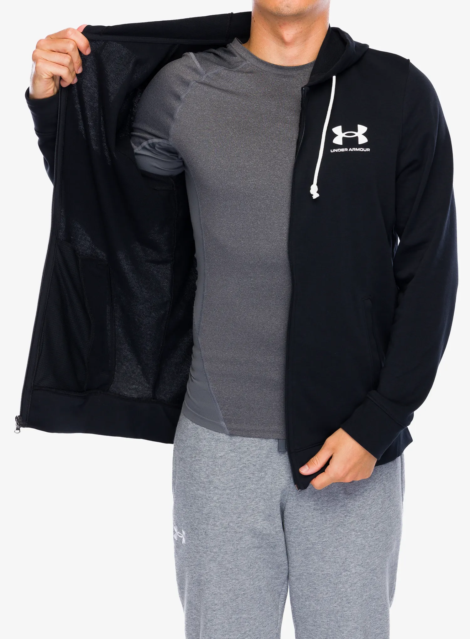 Mikina s kapucí Under Armour Rival Terry Full-Zip - black/onyx white