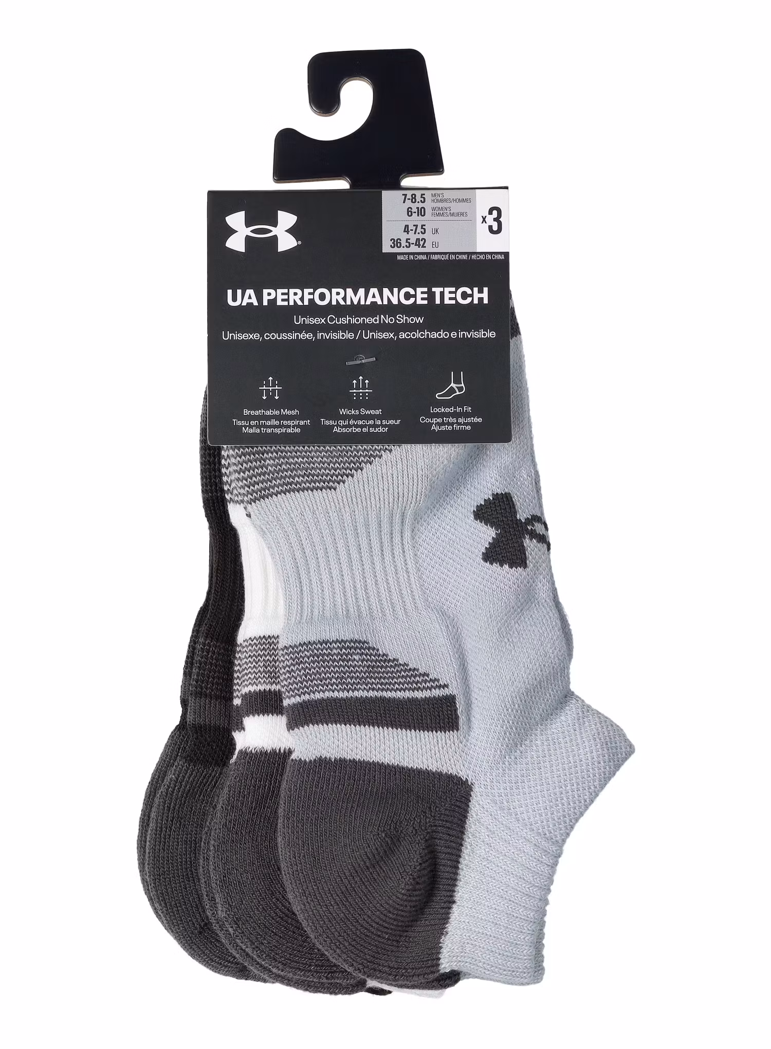 Ponožky Under Armour UA Performance Tech 3-Pack No Show - mod gray/white/jet gray