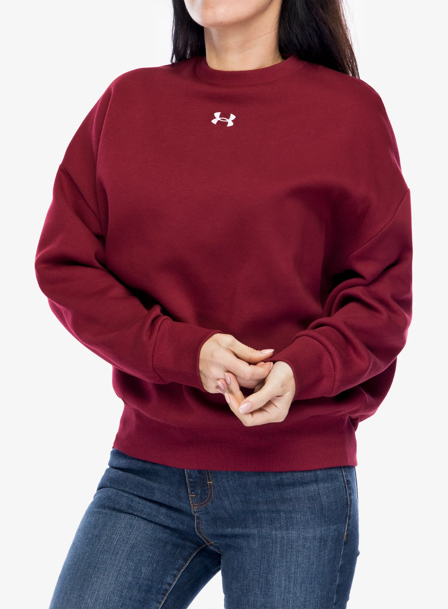 Dámská mikina Under Armour UA Rival Fleece Oversized Crew - cardinal/white