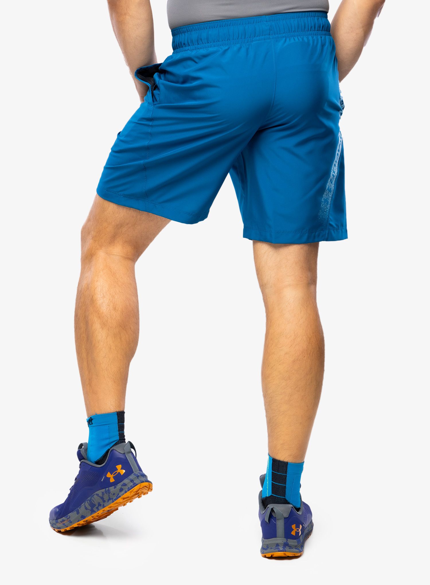 Kraťasy na cvičení Under Armour Woven Graphic Shorts - varsity blue/blizzard