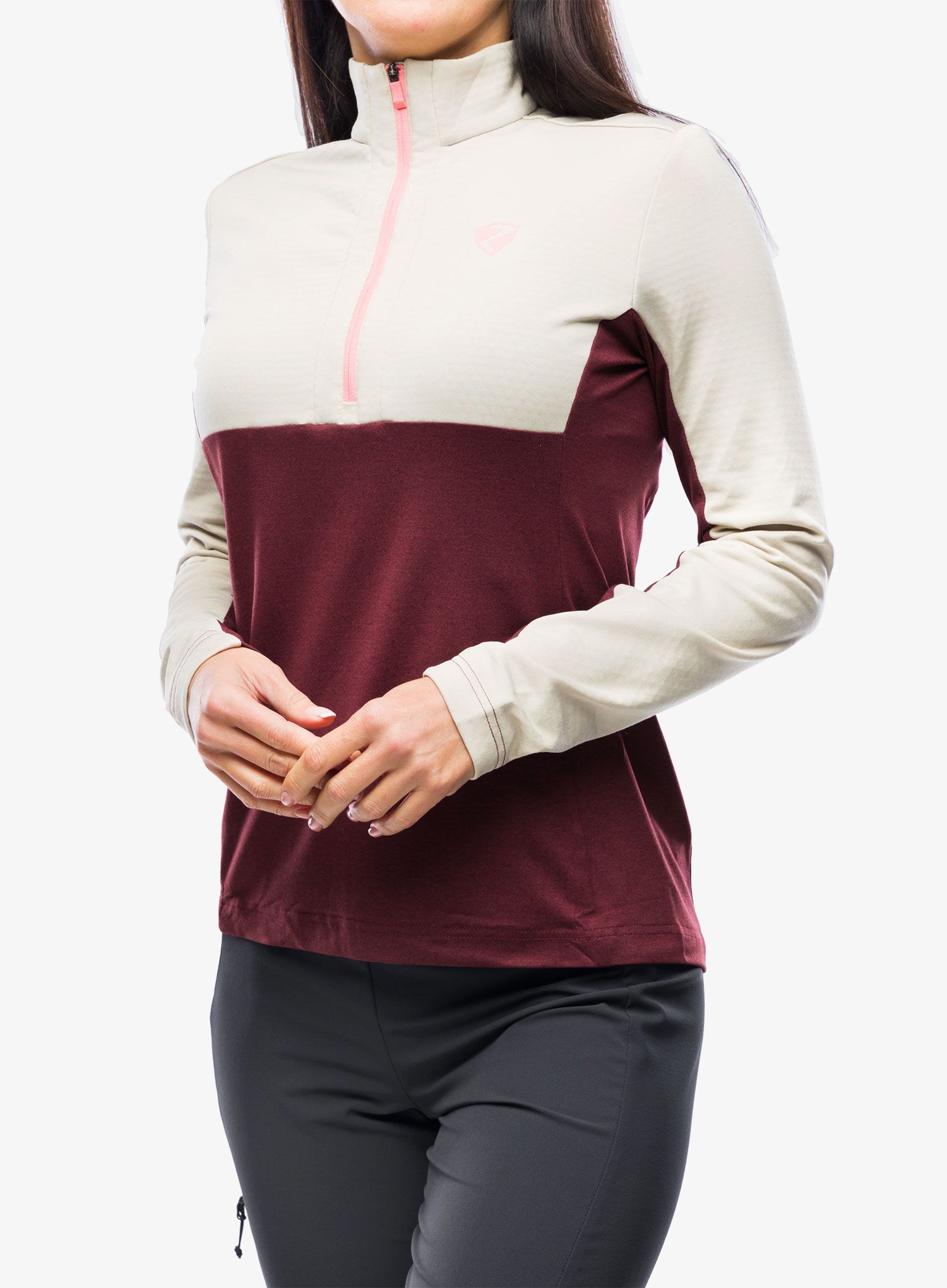 Mikina dámská bez kapuce Ziener Japra - velvet red/silver beige