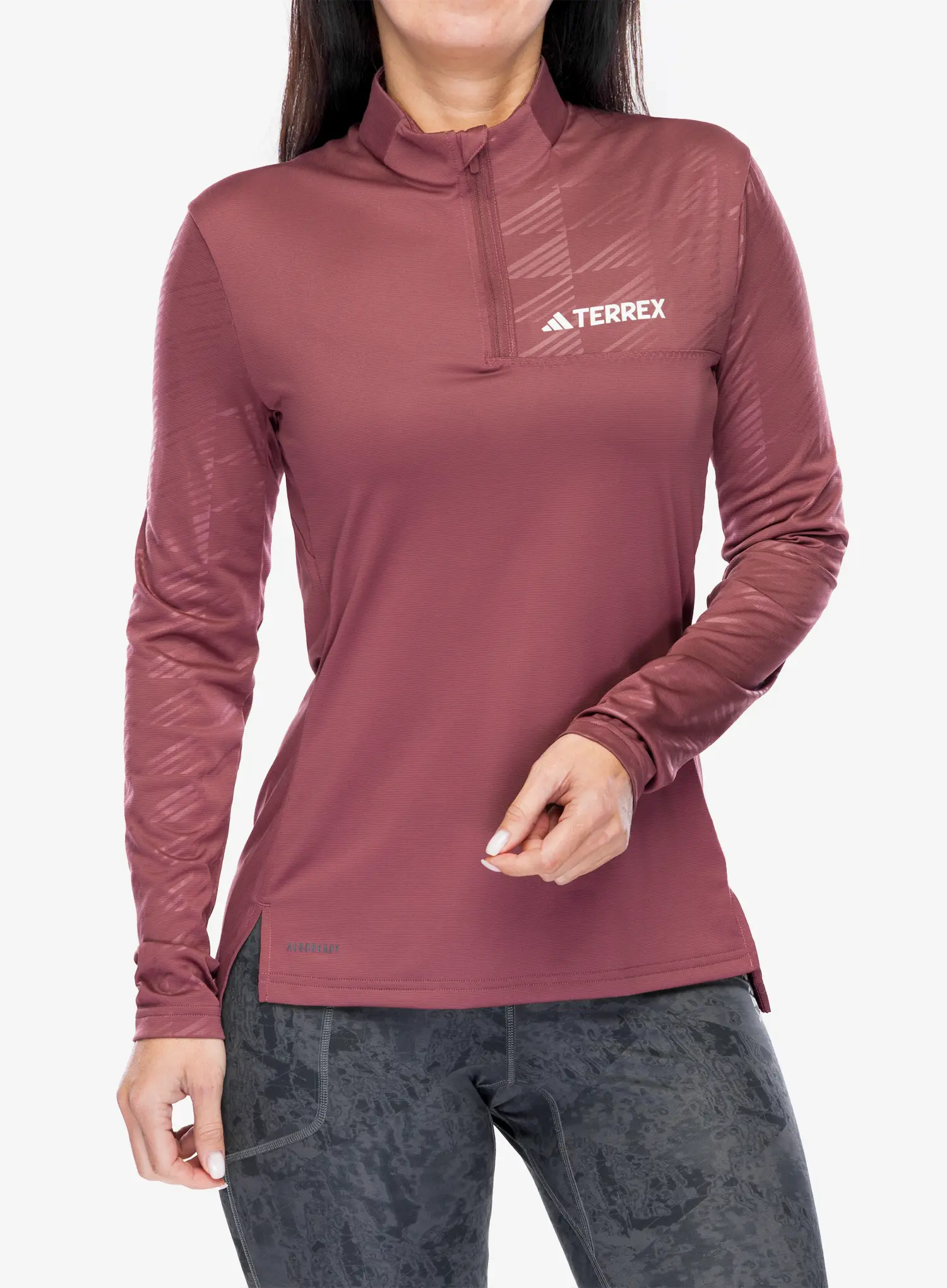 Dámská mikina adidas TERREX Multi Half-Zip LS Tee - quiet crimson