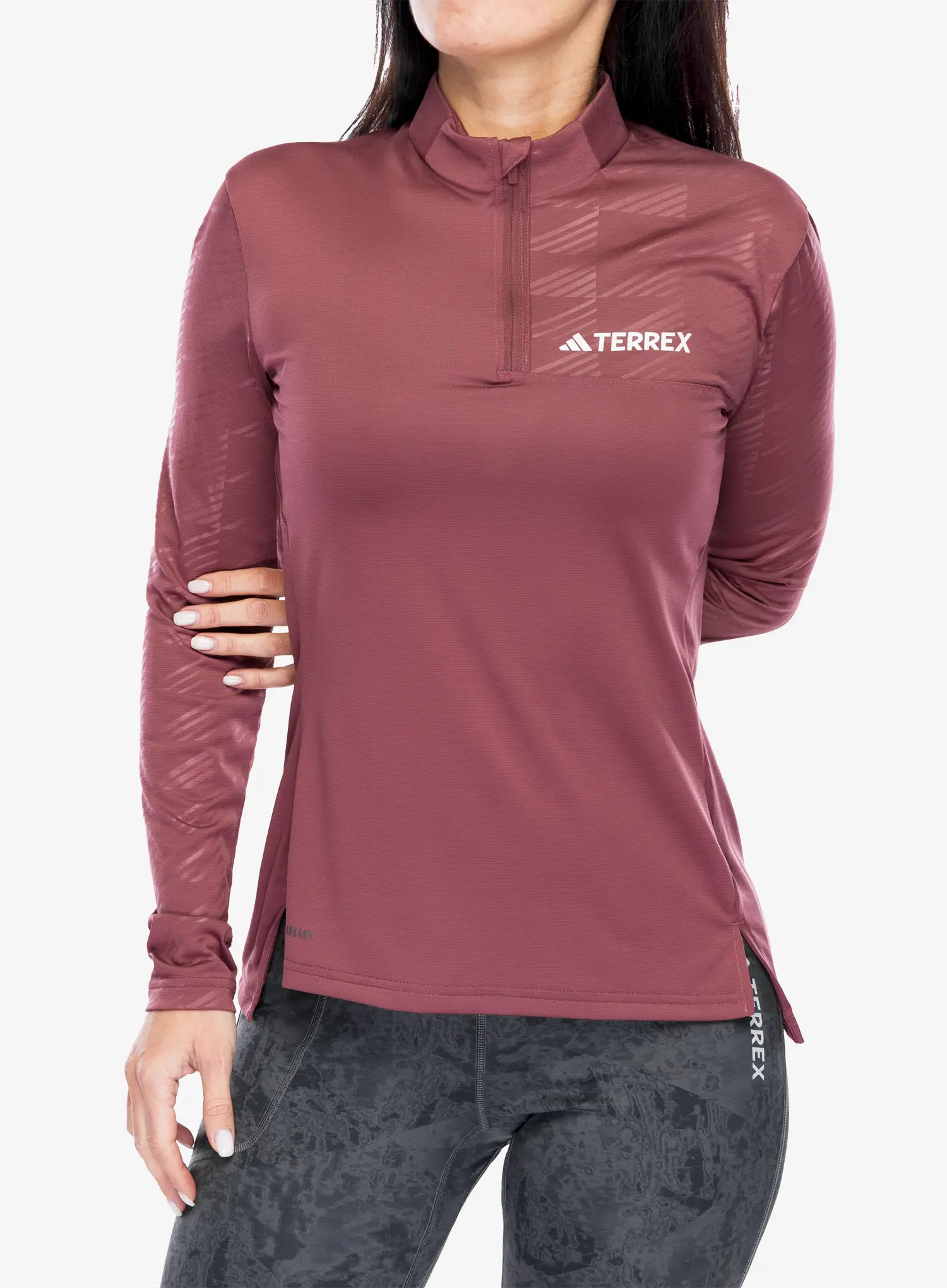 Dámská mikina adidas TERREX Multi Half-Zip LS Tee - quiet crimson