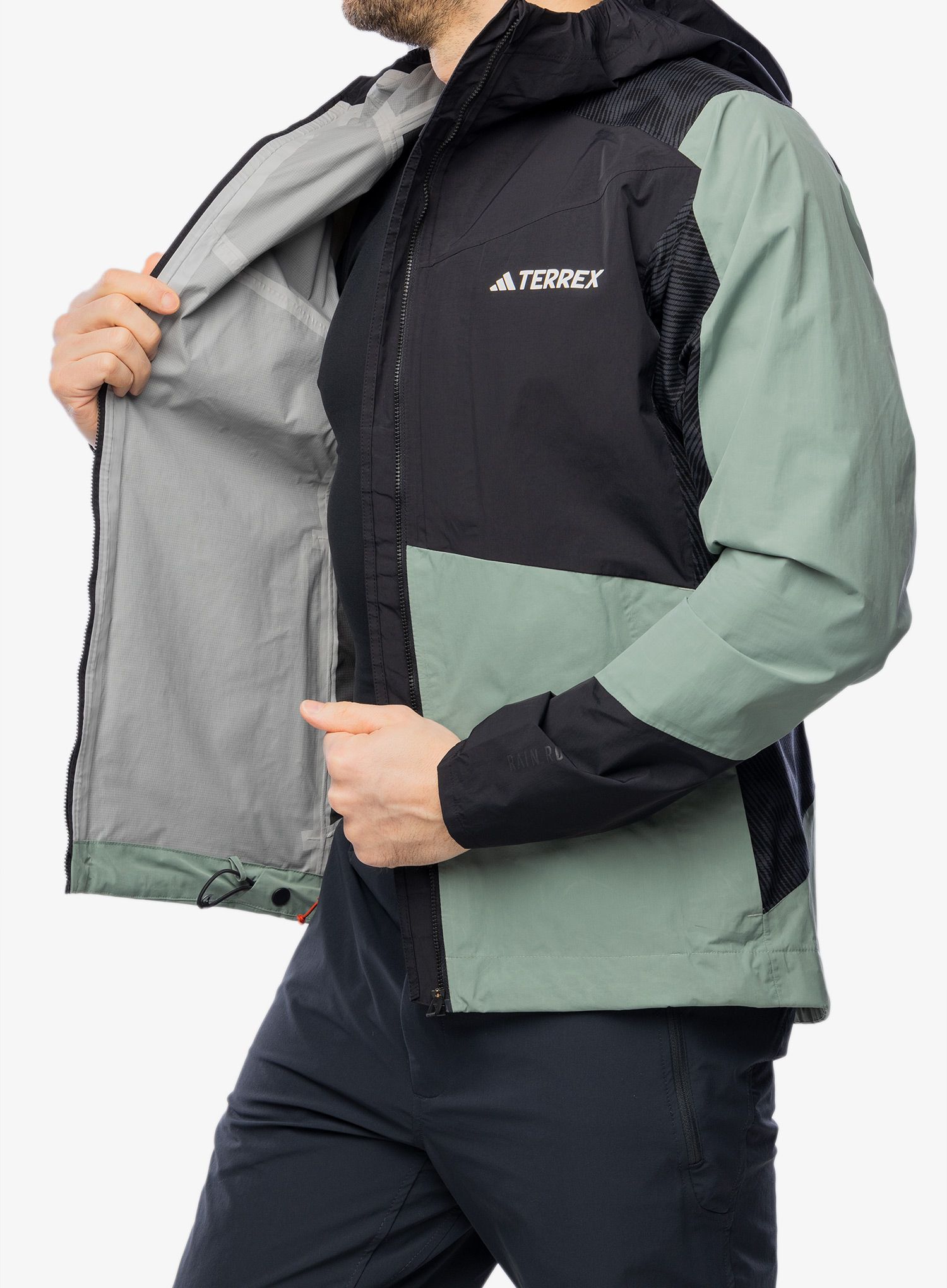 Bunda do deště adidas TERREX Xperior Hybrid RAIN.RDY Jacket - silver green/black