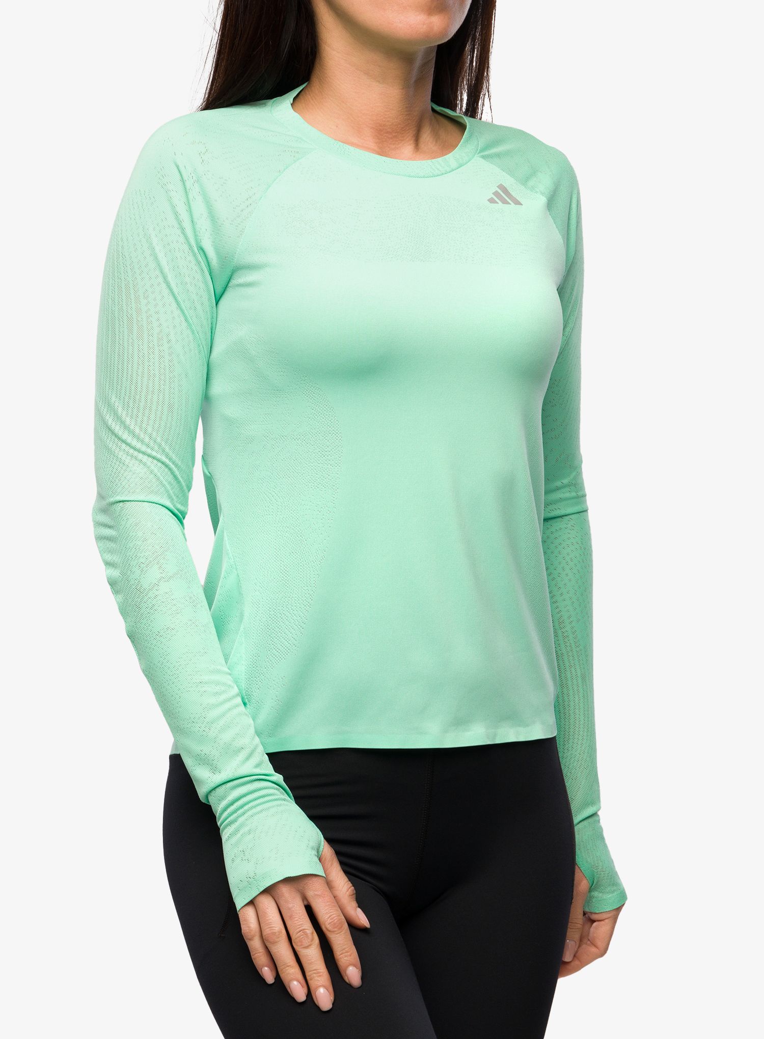 Mikina na běhání dámská adidas Adizero Longsleeve - easy green