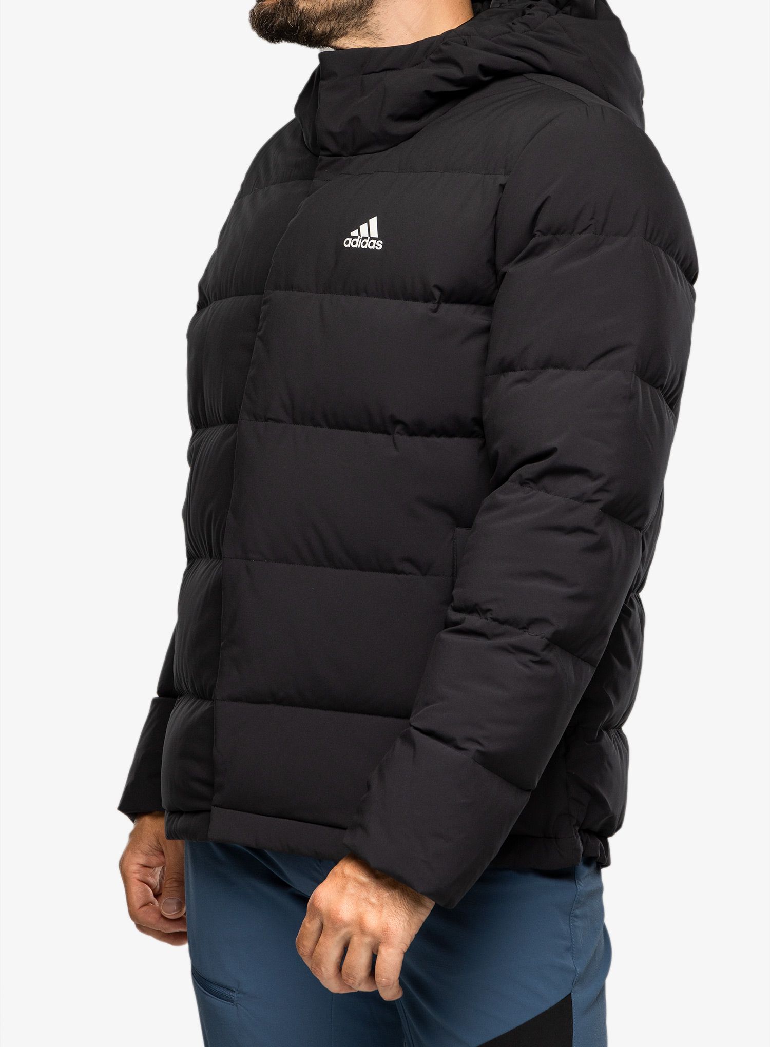 Péřová bunda adidas Helionic Hooded Jacket - black