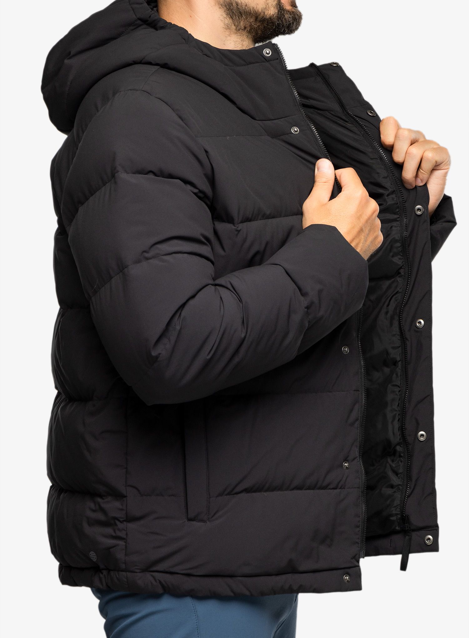 Péřová bunda adidas Helionic Hooded Jacket - black