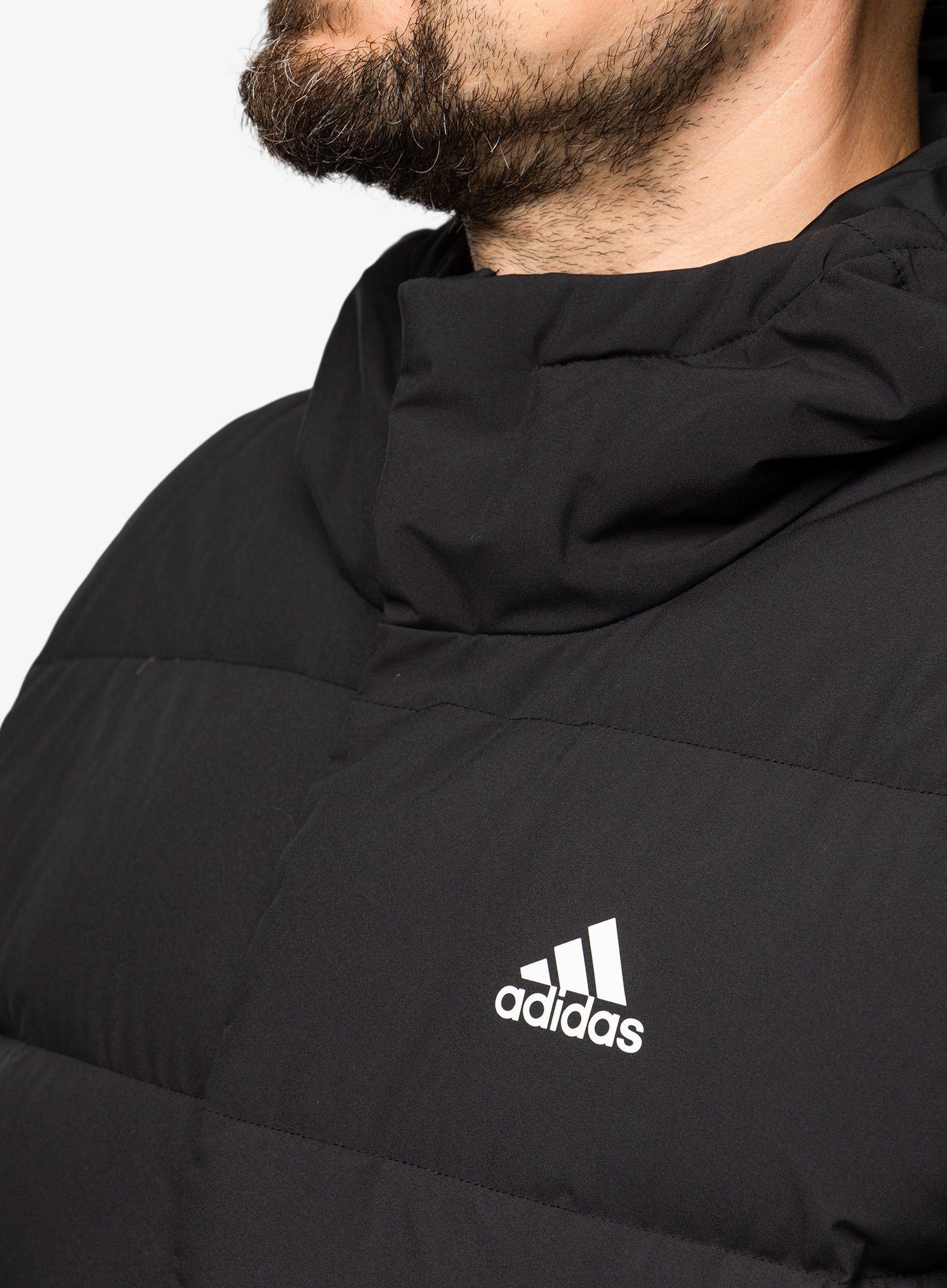 Péřová bunda adidas Helionic Hooded Jacket - black