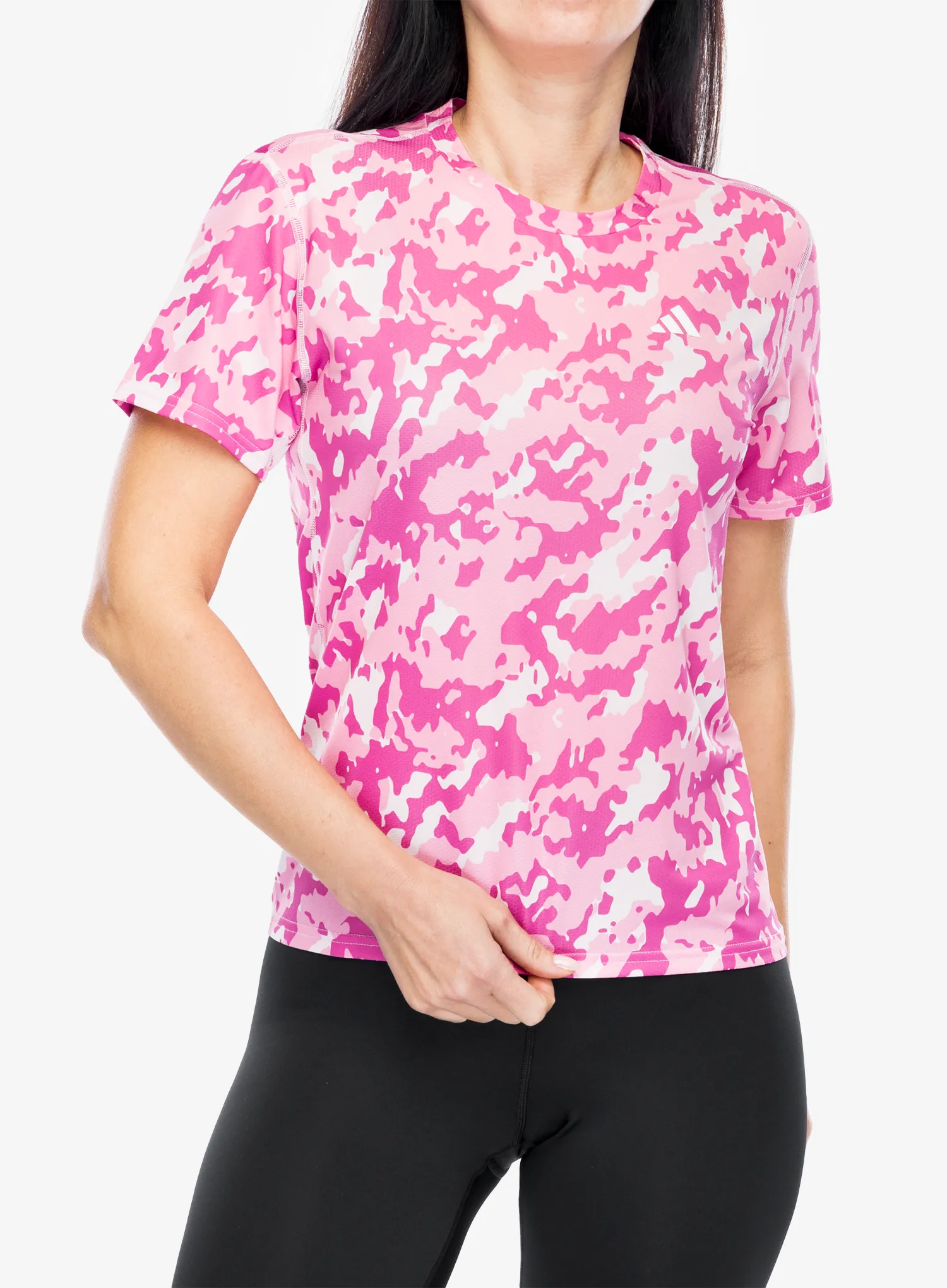Běžecké tričko dámské adidas Own The Run Camo Running Tee - clear pink