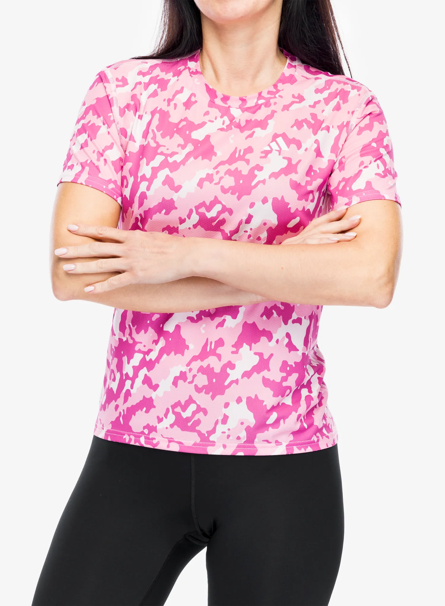 Běžecké tričko dámské adidas Own The Run Camo Running Tee - clear pink