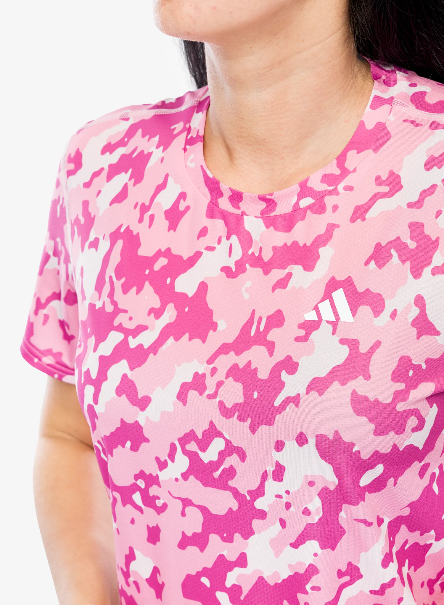 Běžecké tričko dámské adidas Own The Run Camo Running Tee - clear pink