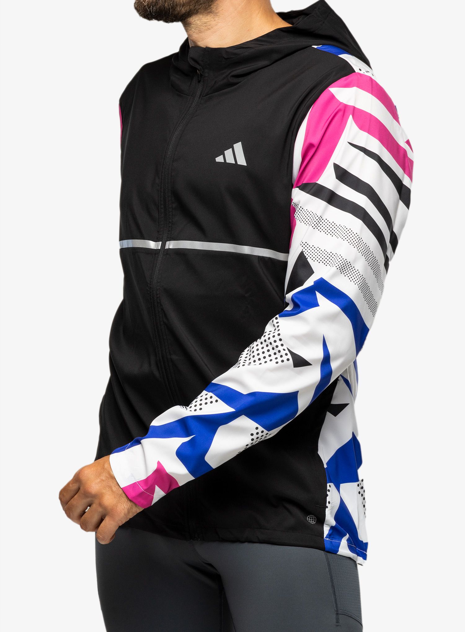 Bunda na běhání adidas Own The Run Seasonal Jacket - black/white/fuschia