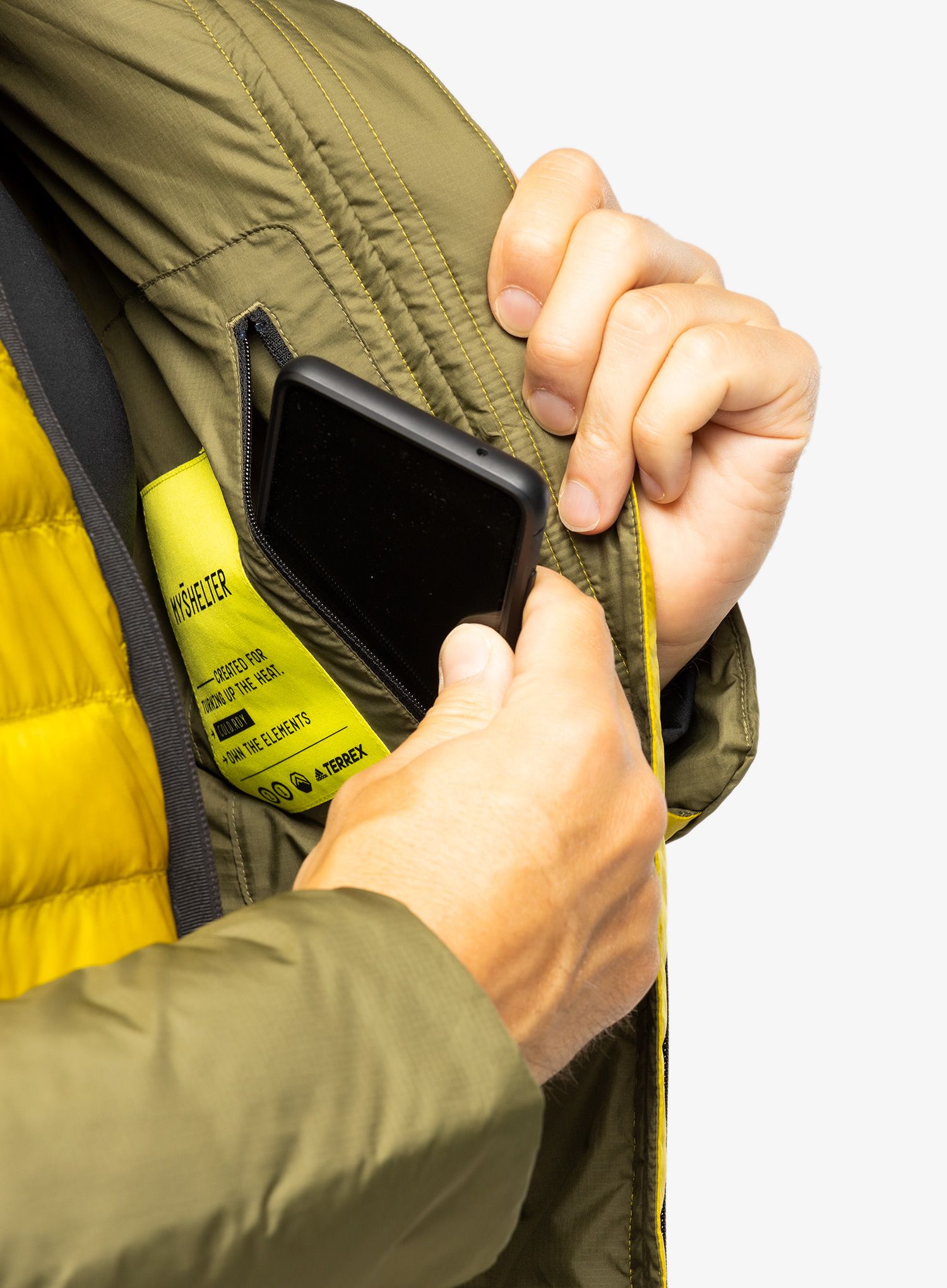 Péřová bunda adidas TERREX Down Hoody - pulse olive/focus olive