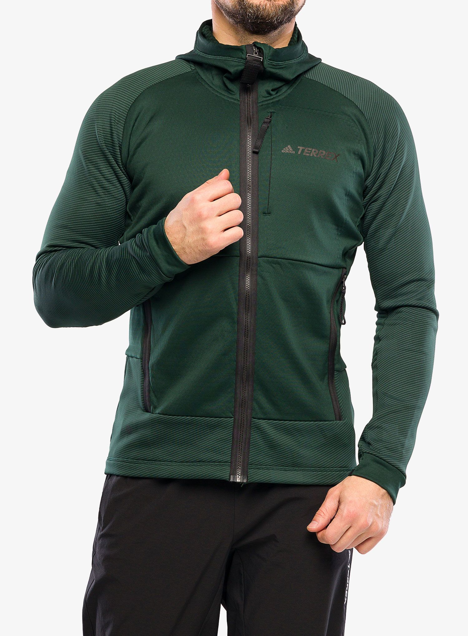 Mikina adidas TERREX Flooce Hooded Hiking Fleece - shadow green