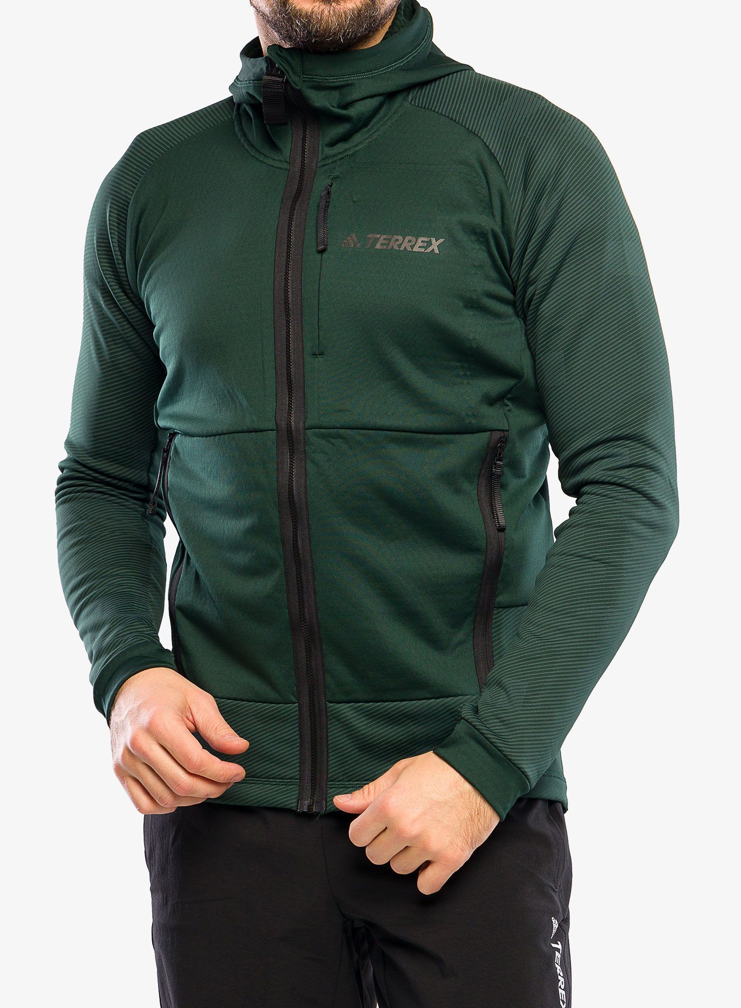 Mikina adidas TERREX Flooce Hooded Hiking Fleece - shadow green