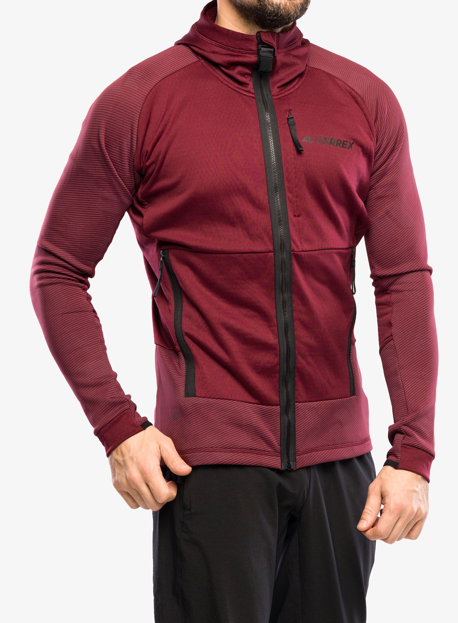 Mikina adidas TERREX Flooce Hooded Hiking Fleece - shadow red