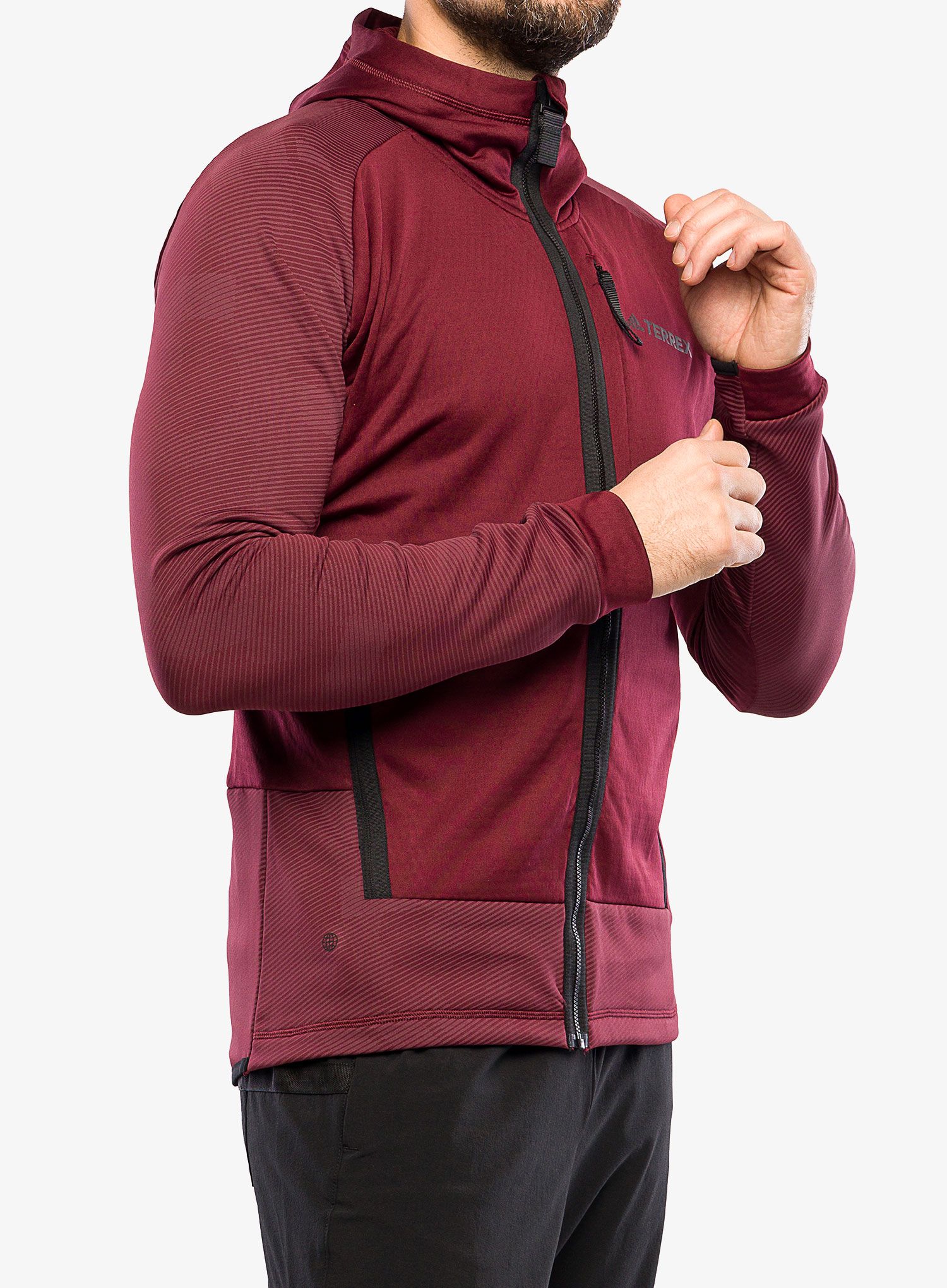 Mikina adidas TERREX Flooce Hooded Hiking Fleece - shadow red